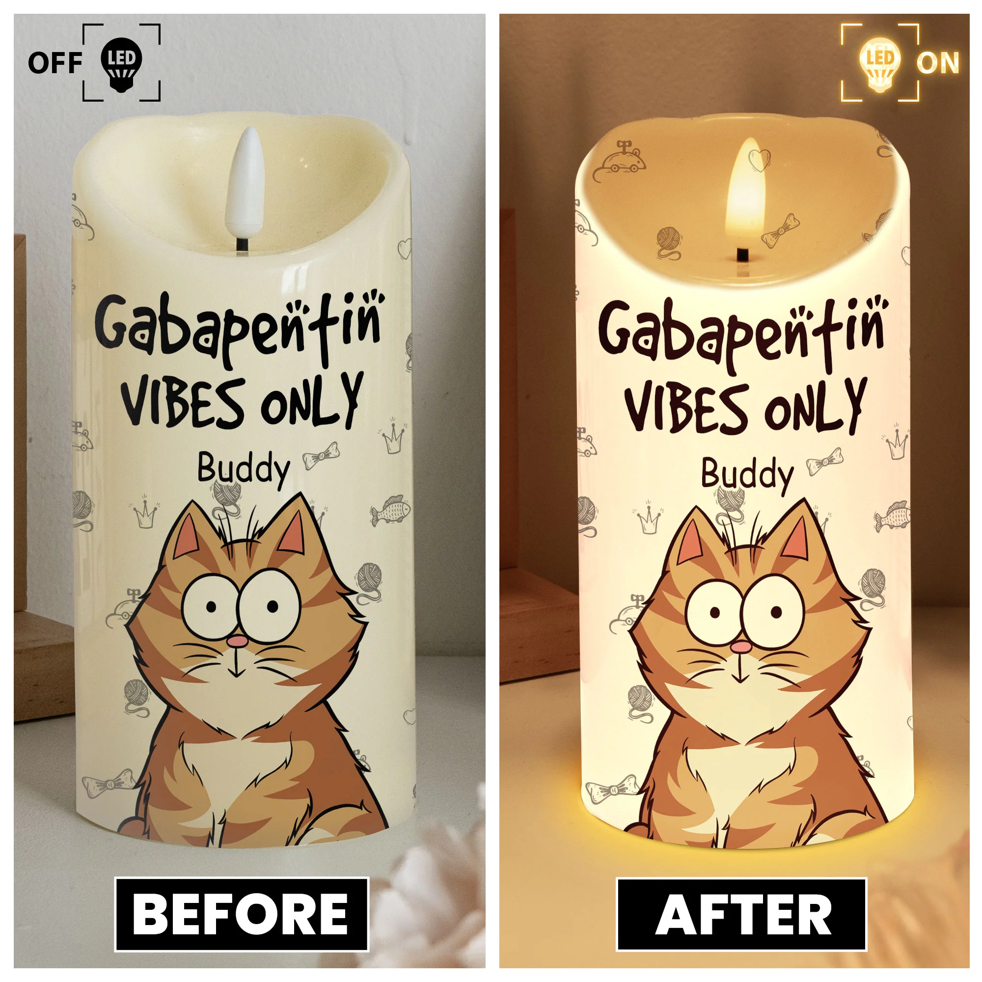 Gabapentin Vibes Only Funny Veterinary - Personalized LED Candle - Image 5
