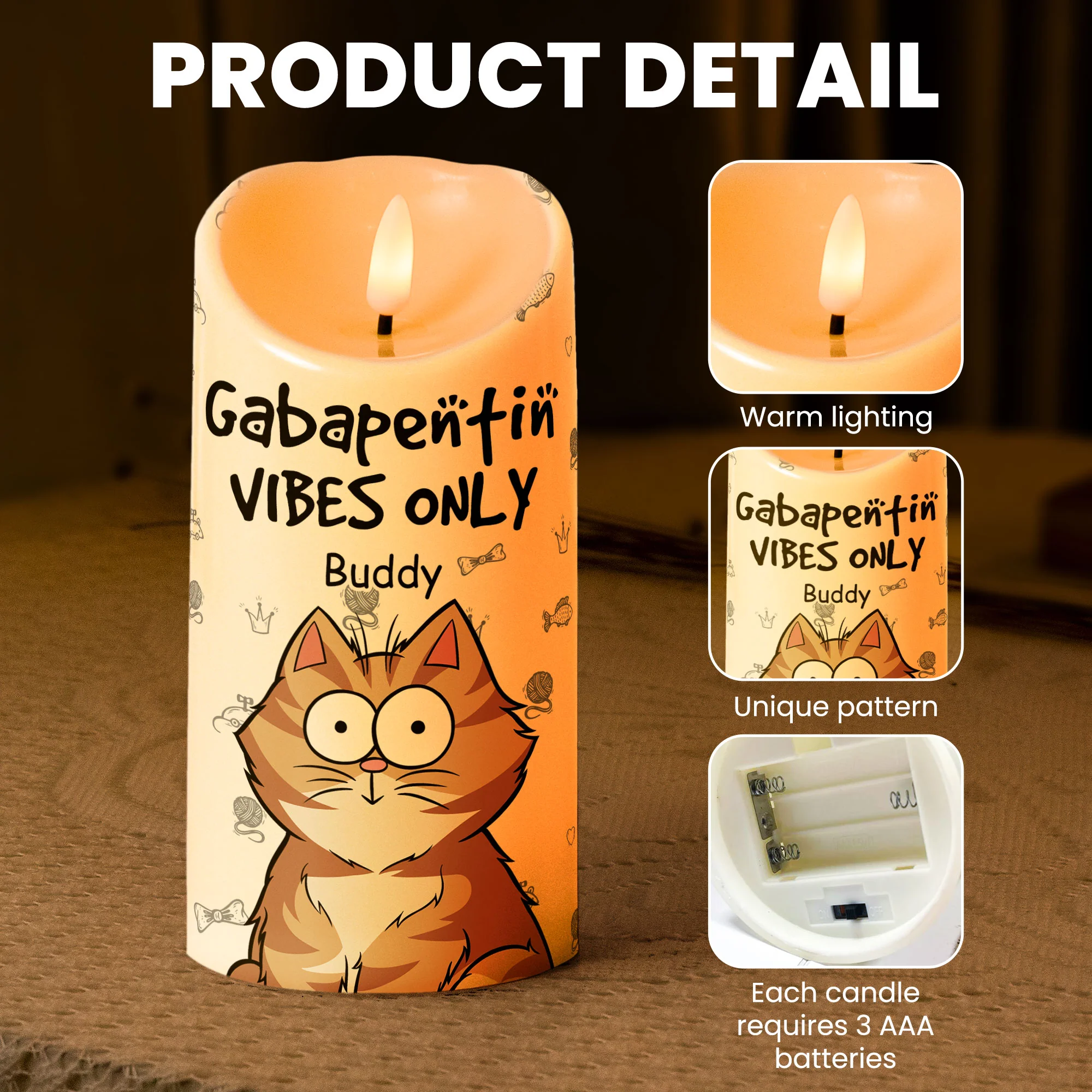 Gabapentin Vibes Only Funny Veterinary - Personalized LED Candle - Image 6