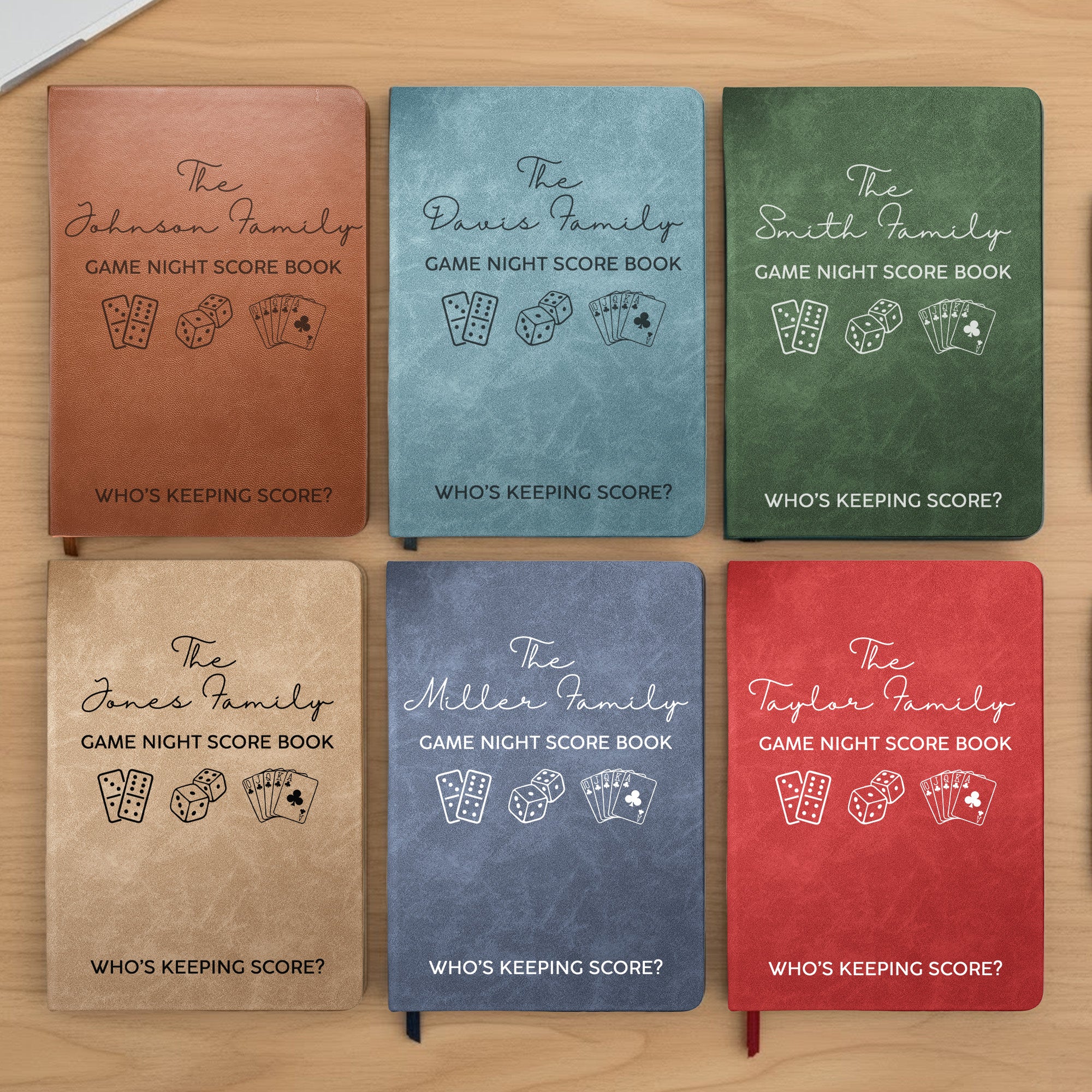 Game Night Score Book For Family, Couples, Grandparents, Board Game Lover - Personalized Leather Journal - Image 2