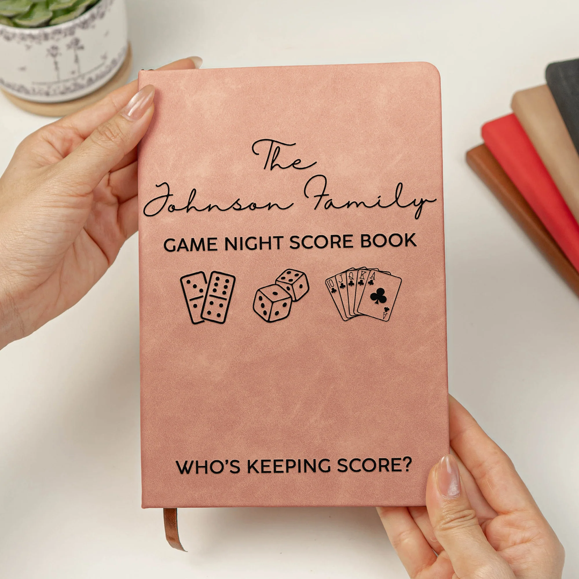 Game Night Score Book For Family, Couples, Grandparents, Board Game Lover - Personalized Leather Journal - Image 4