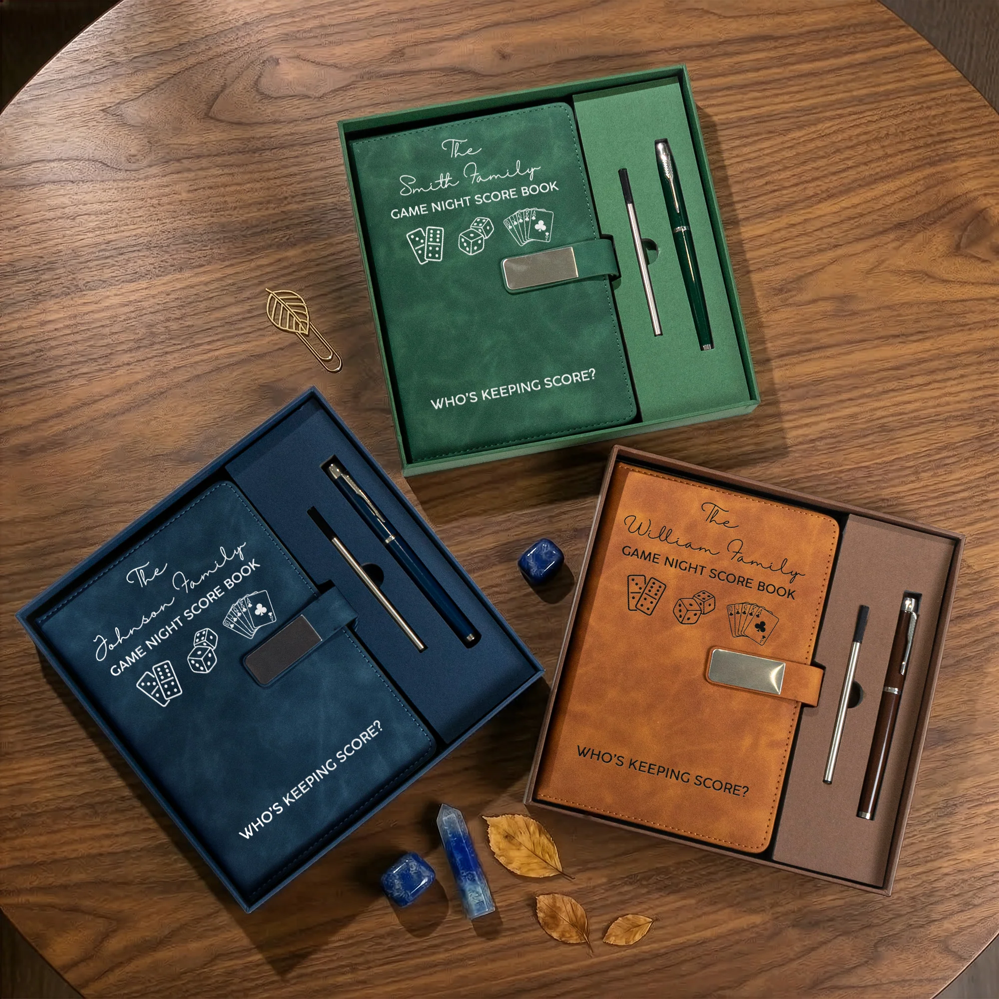 Game Night Score Book For Family, Couples, Grandparents, Board Game Lover - Personalized Notebook Set - Image 2