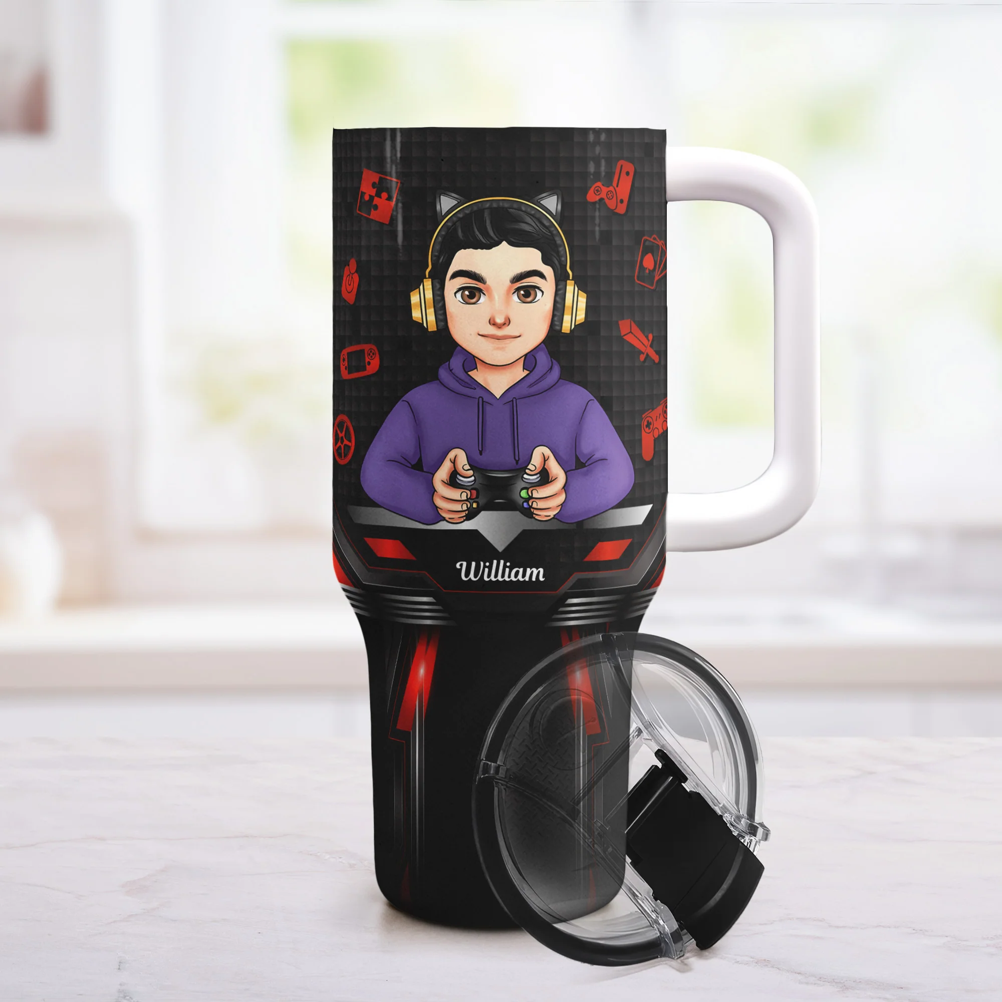 Gamer Nutrition Fact - Personalized 40oz Tumbler With Straw - Image 2