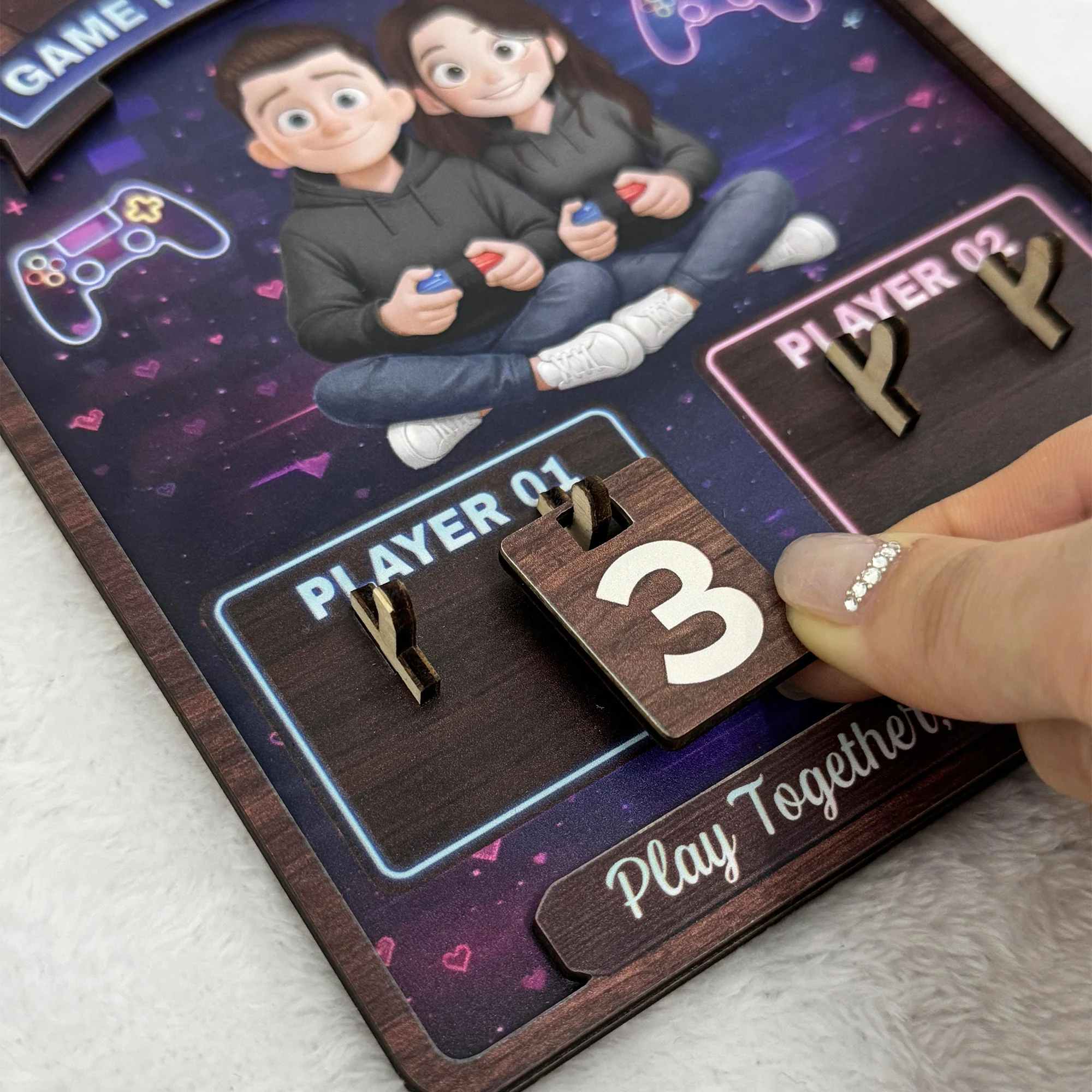Gaming Couples Date Night Score Counter - Personalized Hanging Game Tracker - Image 5