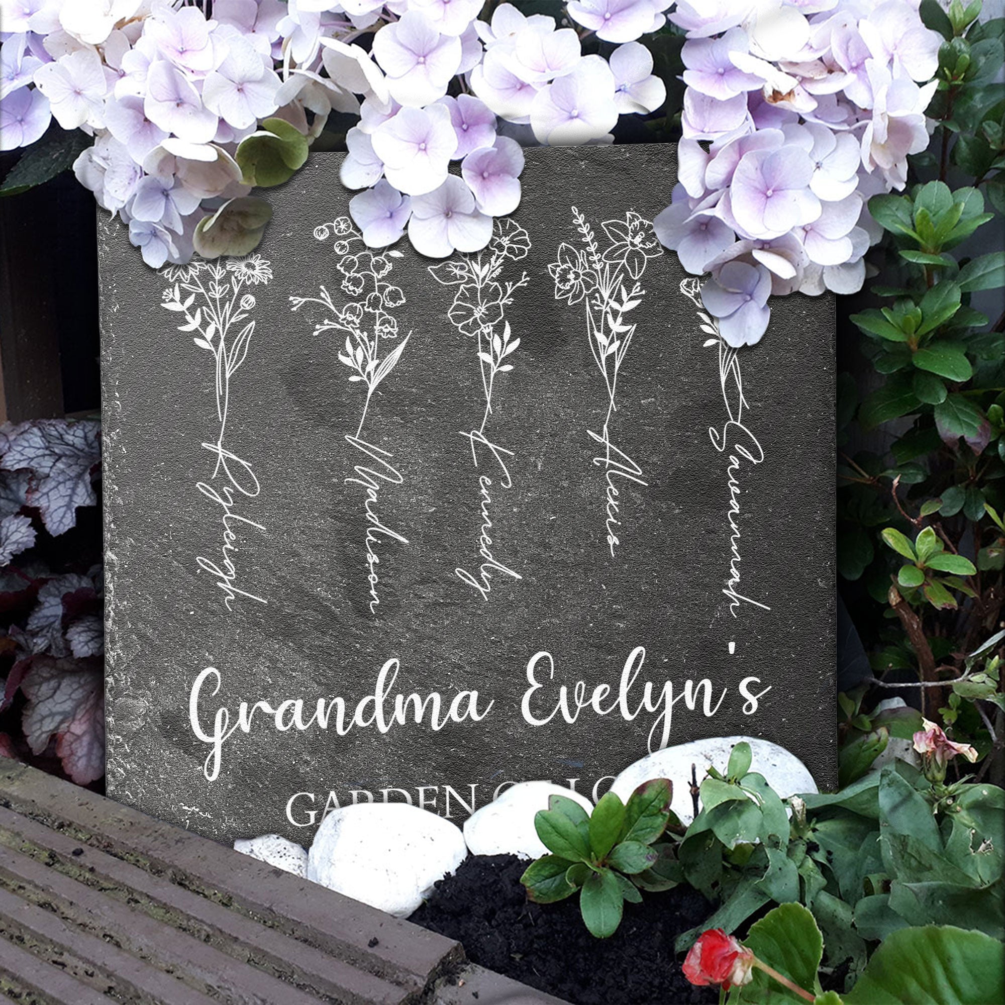 Garden Of Love - Personalized Garden Stone - Outdoor Home Decor, Garden Accent Gift For Grandparents, Family, Sisters, Brothers, Siblings - Image 2
