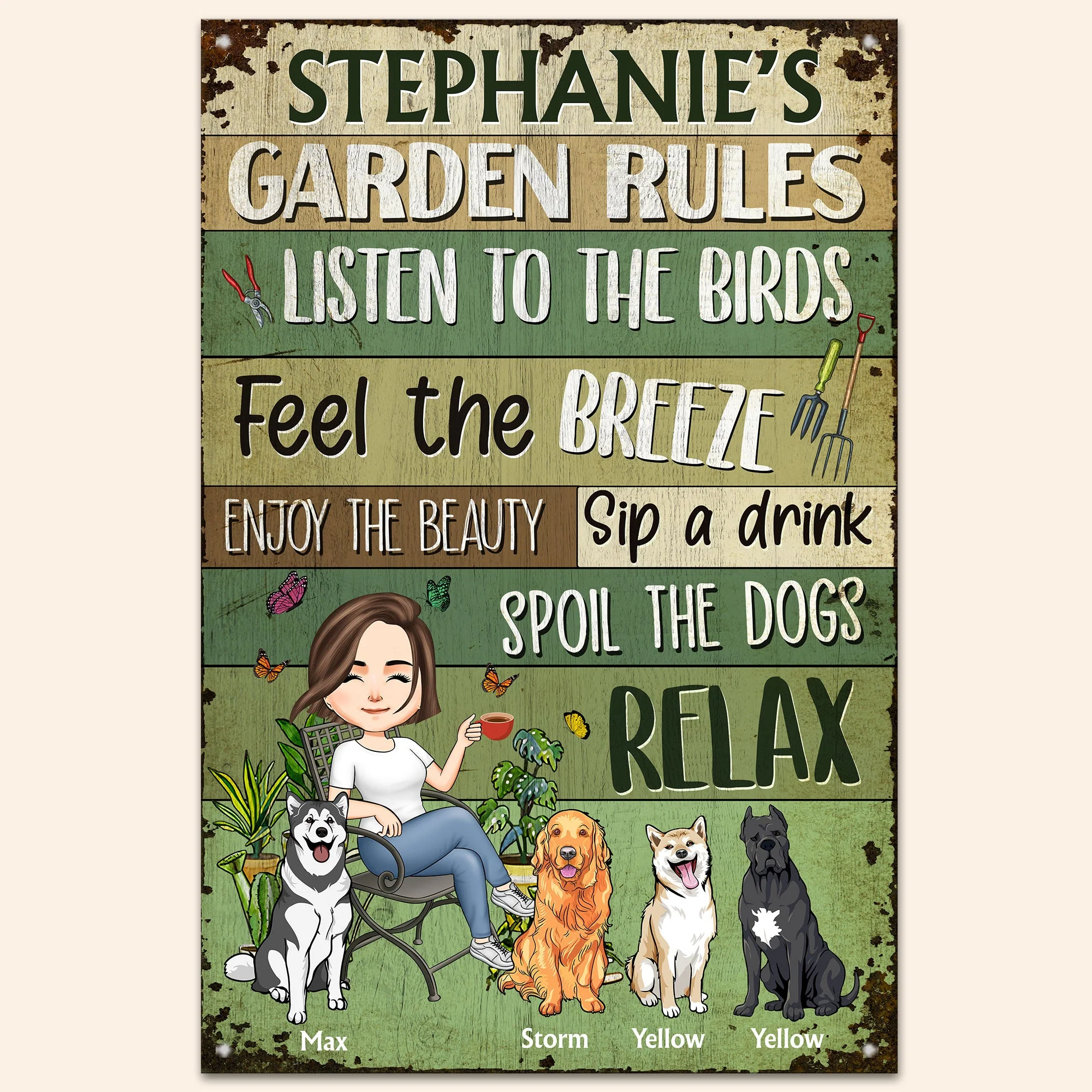 Garden Rules  - Personalized Metal Sign