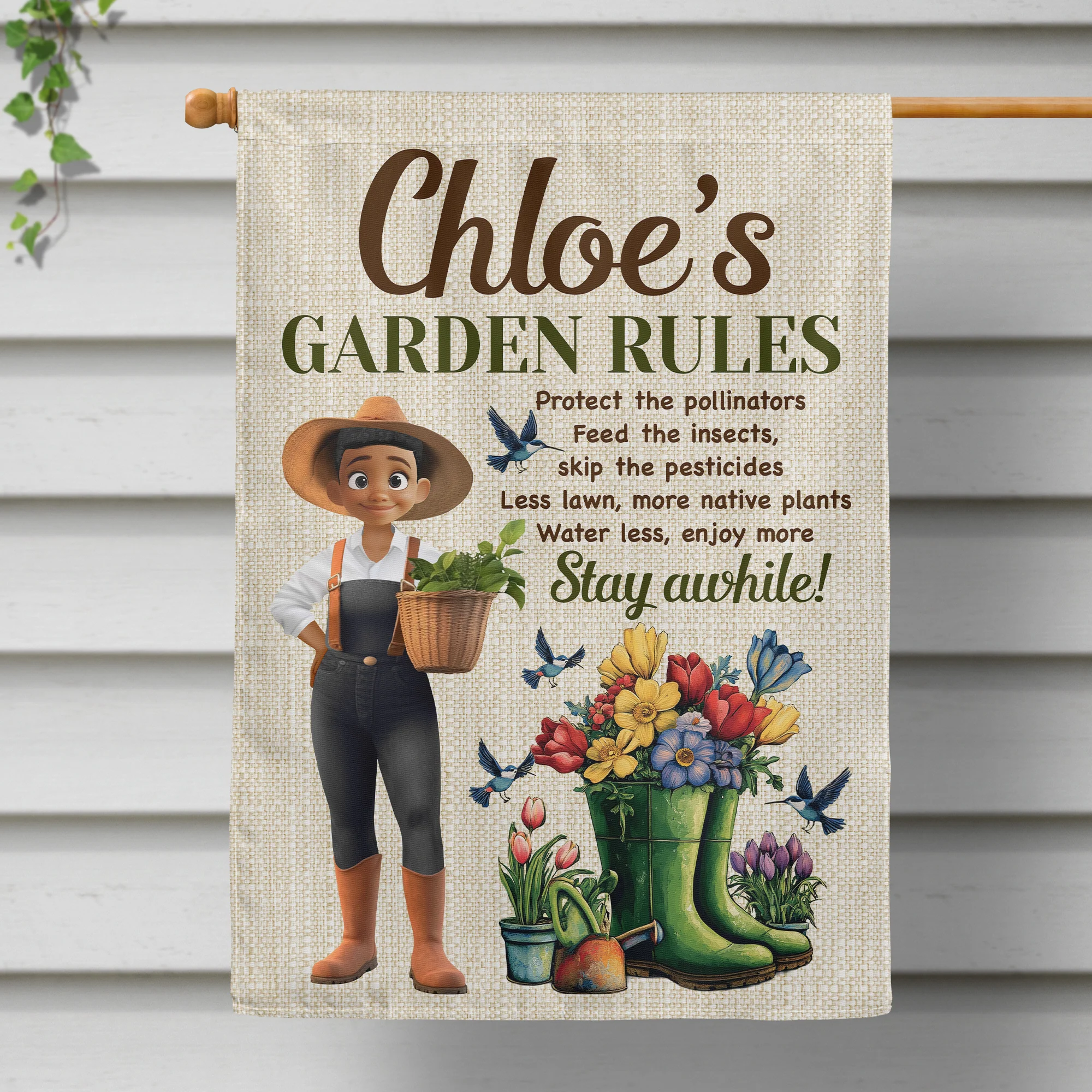 Garden Rules Yard Outdoor Farmhouse Lawn Decor - Personalized Flag - Image 2