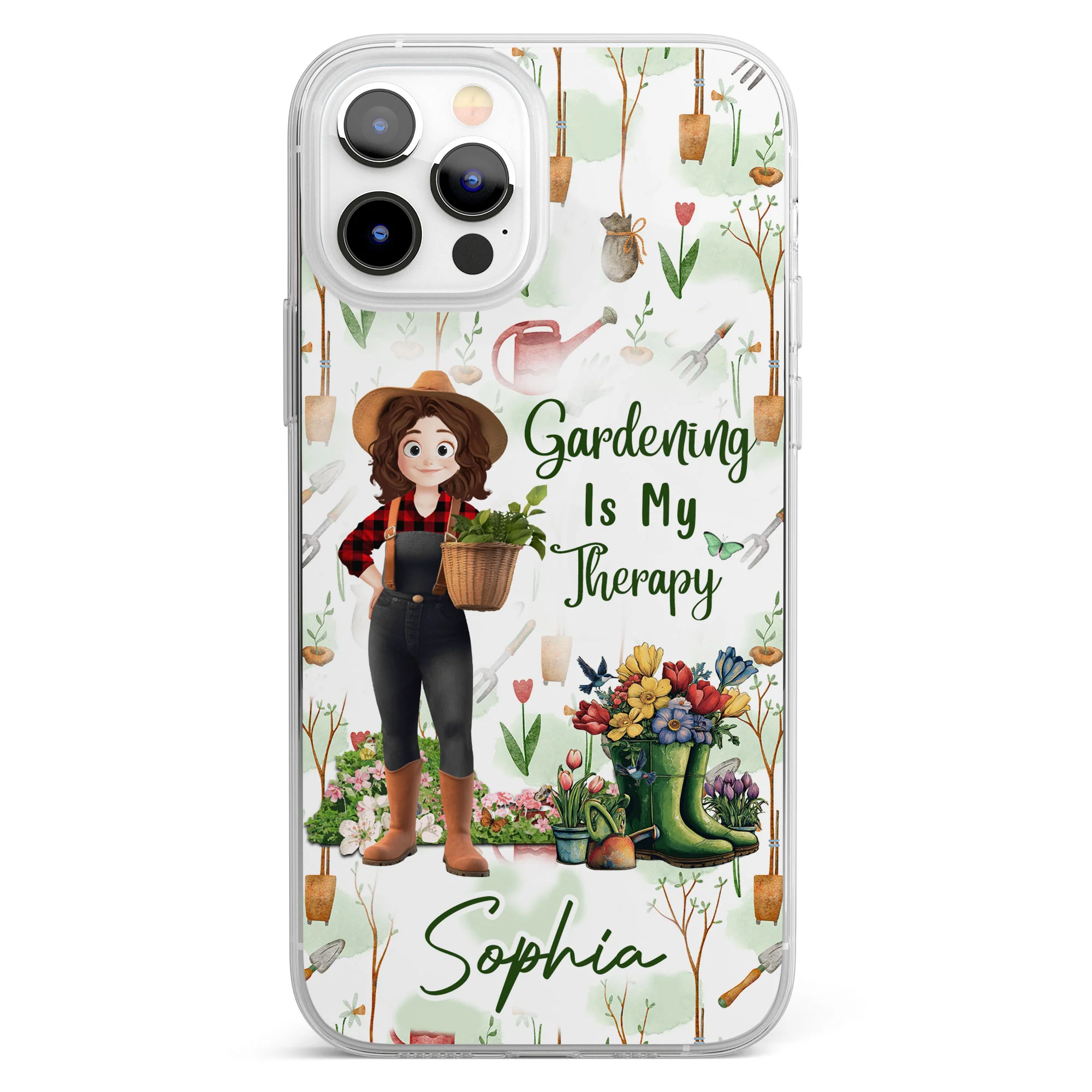 Gardening Is My Therapy - Personalized Clear Phone Case - Image 6