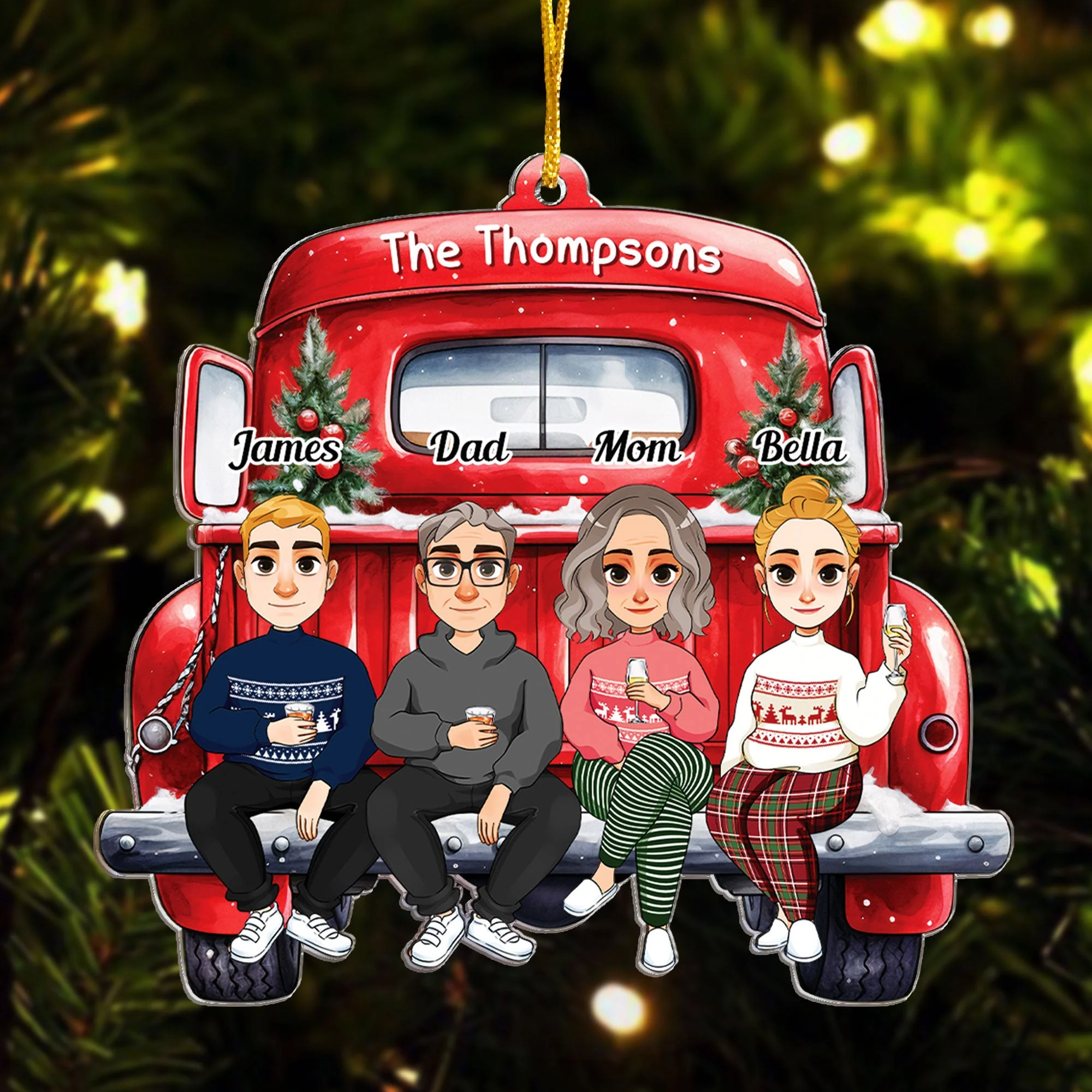 Gather Around Family - Personalized Acrylic Ornament - Image 3