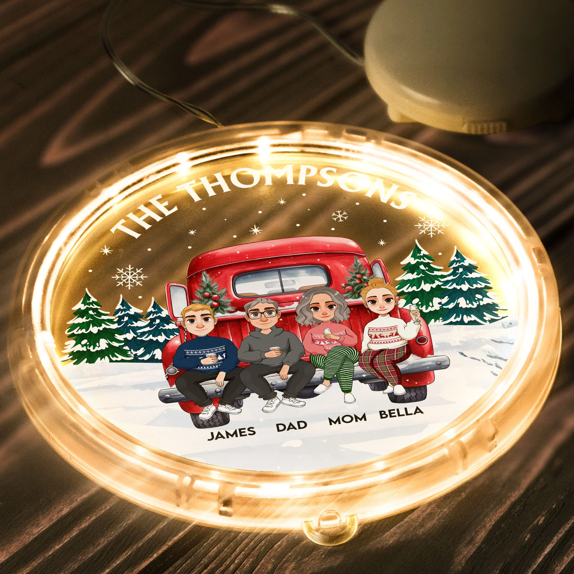 Gathering Around Family - Personalized LED Pendant Light - Image 6