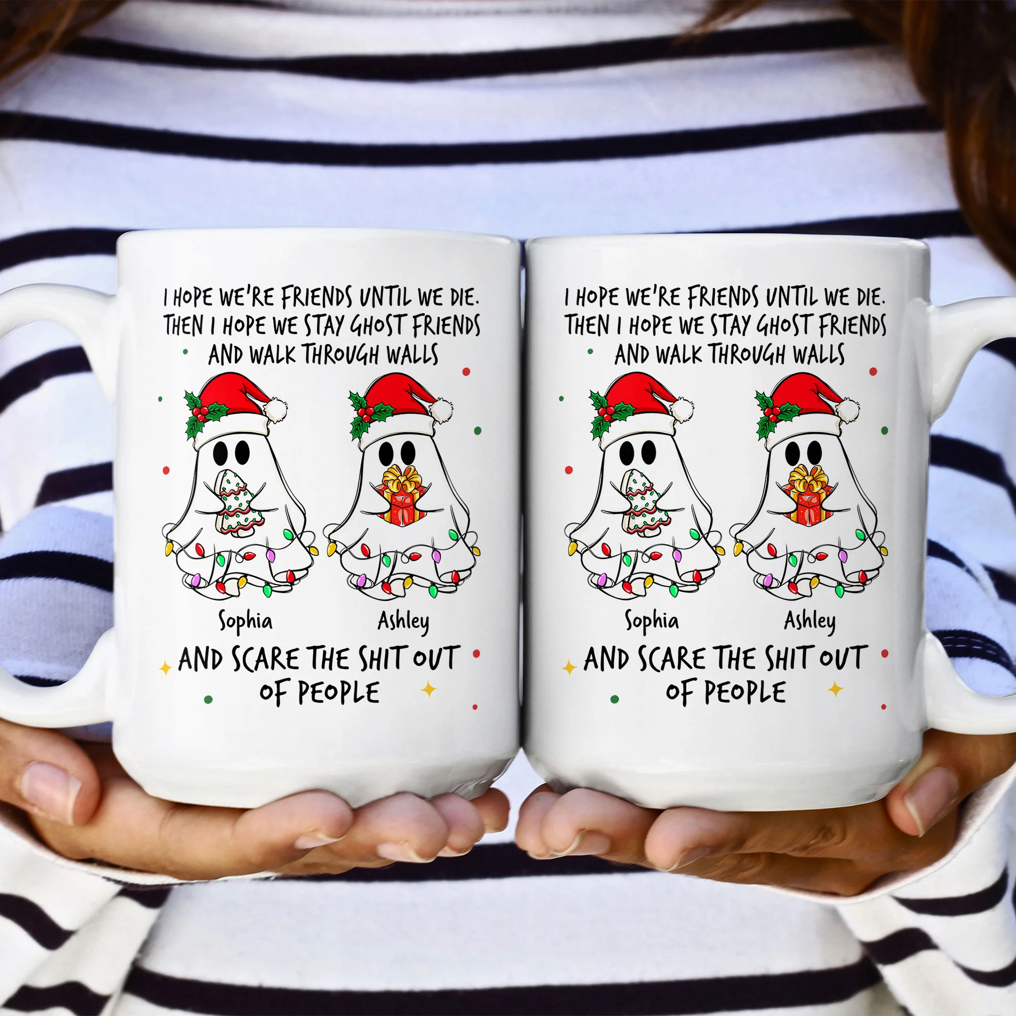 Ghost Friends Christmas Time - Personalized Mug - Image 3
