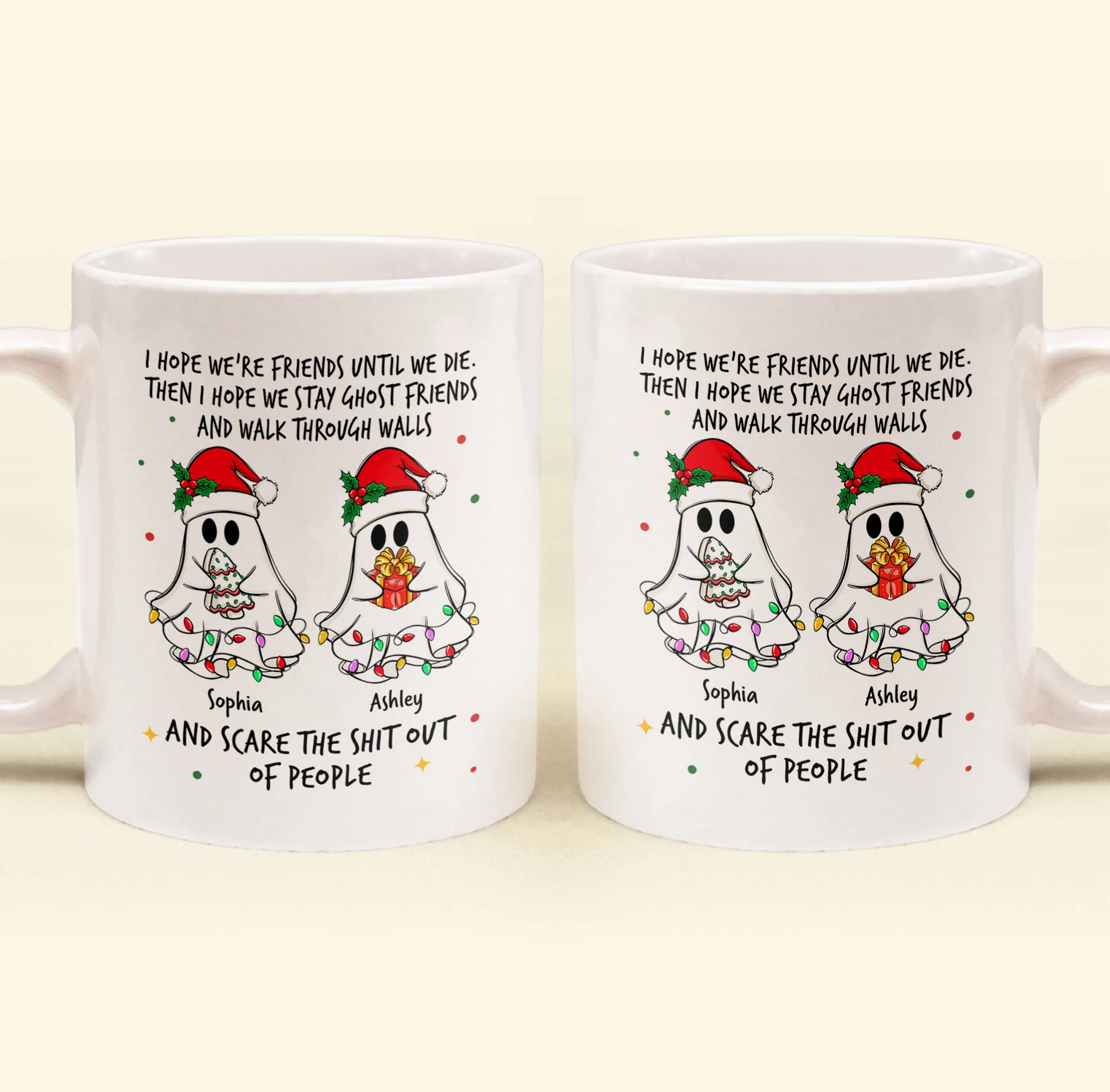 Ghost Friends Christmas Time - Personalized Mug - Image 6