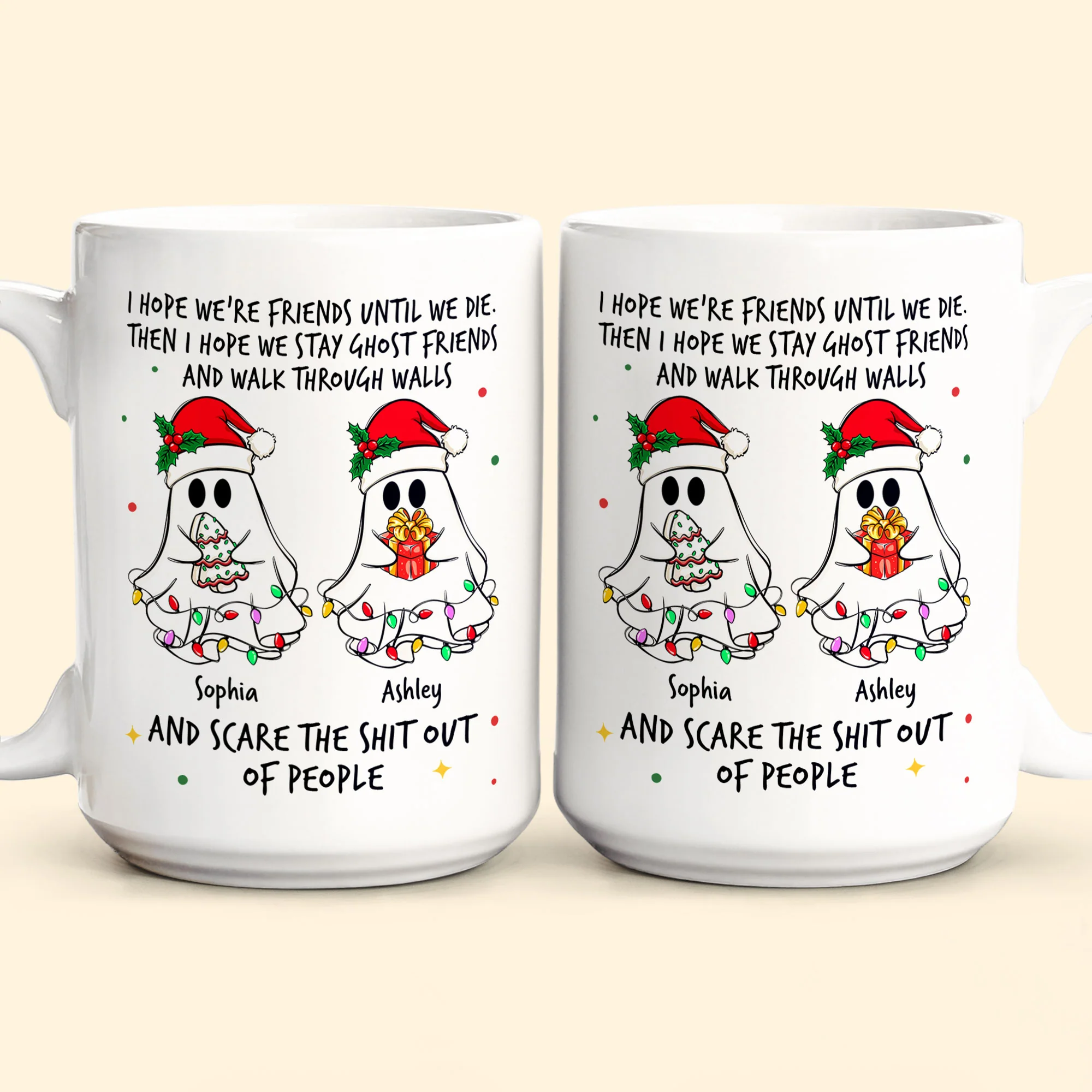 Ghost Friends Christmas Time - Personalized Mug - Image 7
