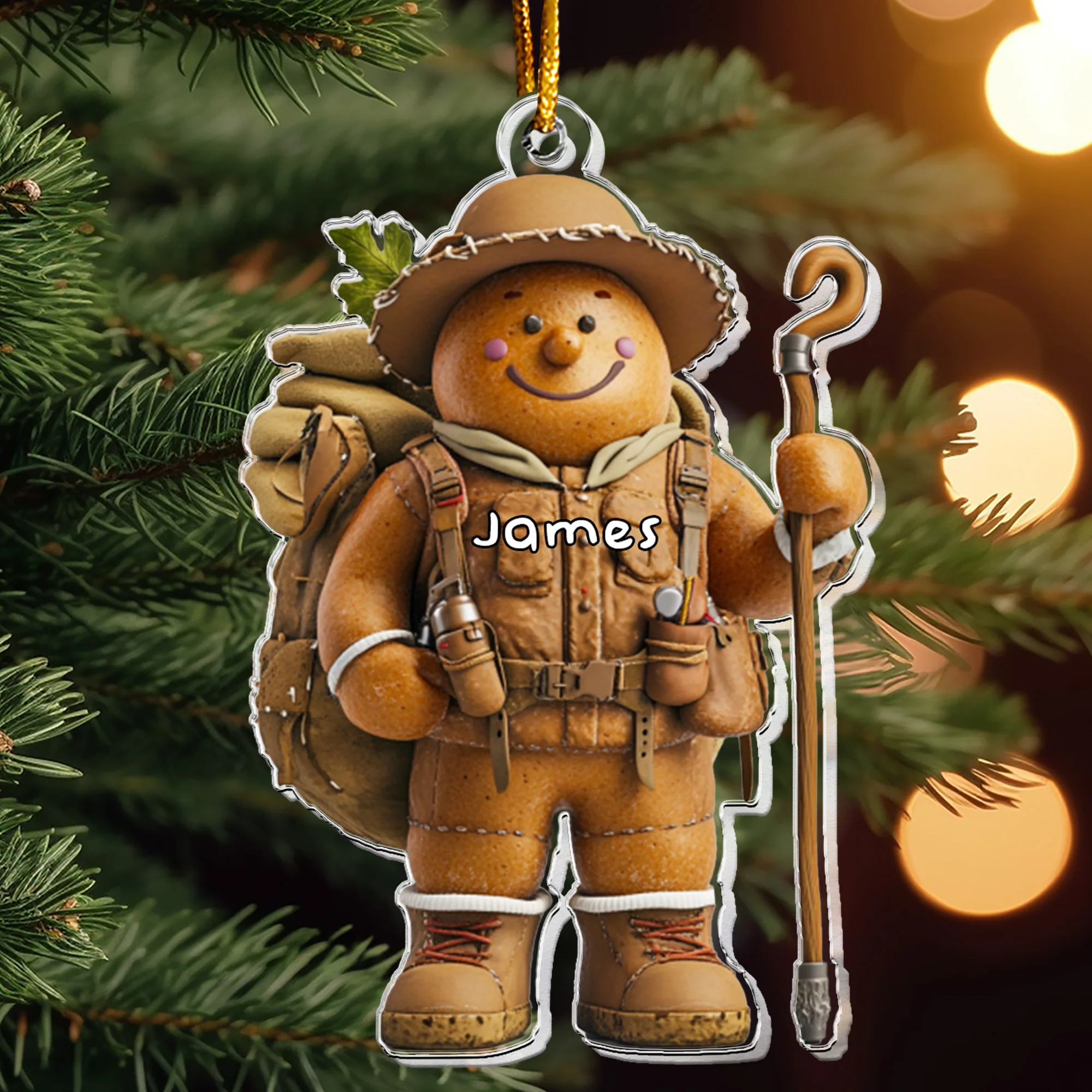 Gift For Camping Lovers Gingerbread - Personalized Acrylic Ornament - Image 3