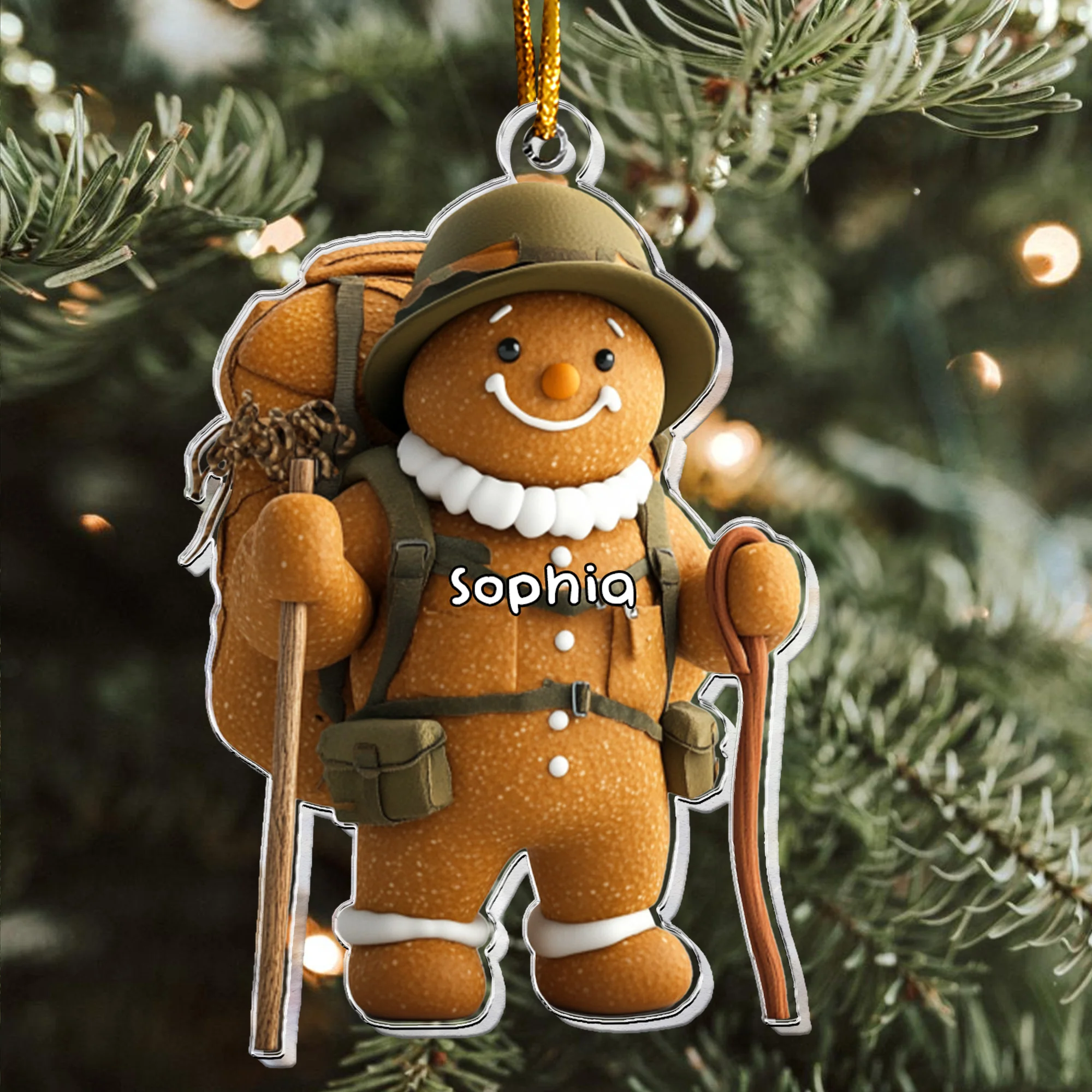 Gift For Camping Lovers Gingerbread - Personalized Acrylic Ornament - Image 4