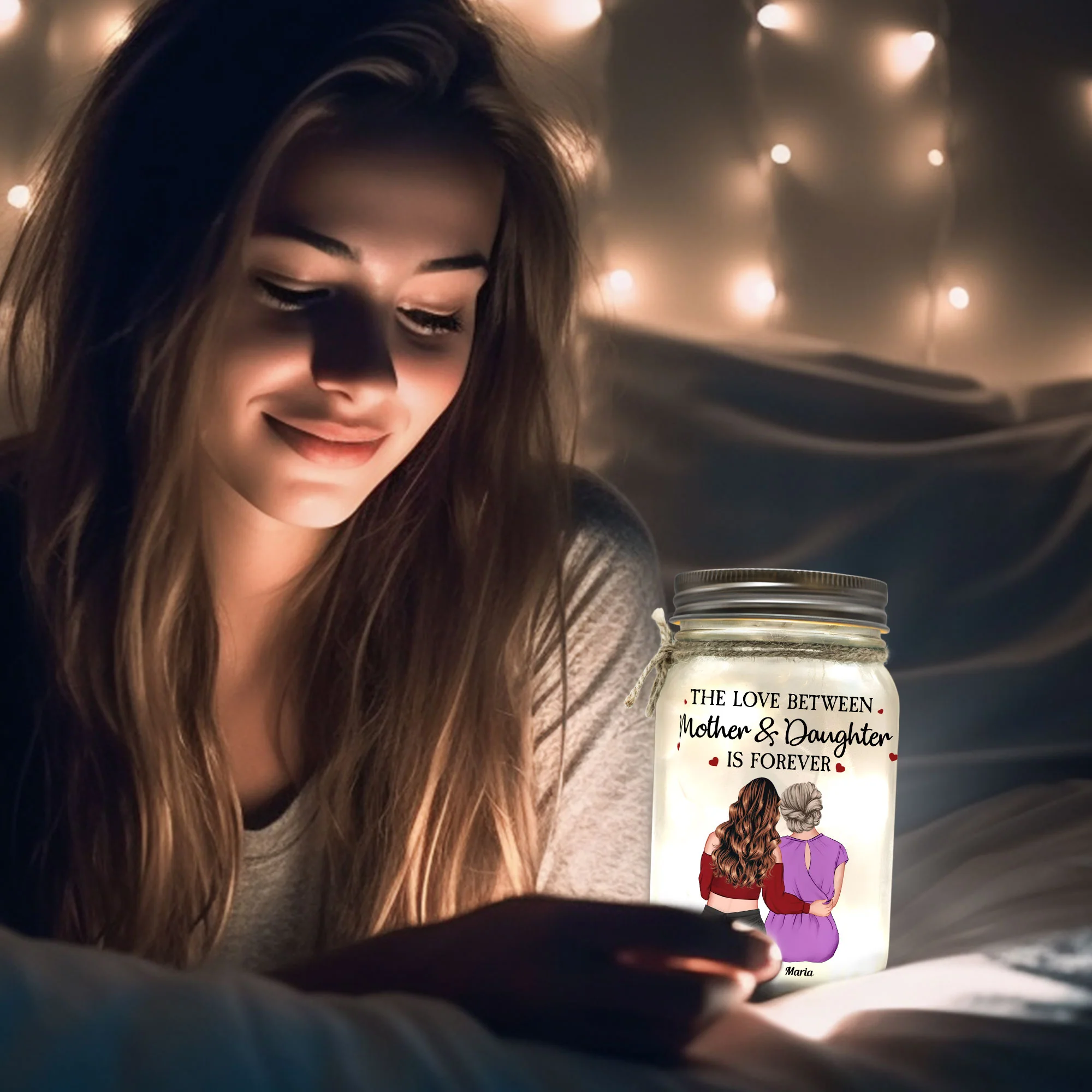 Gift For Daughter Never Forget That I Love You - Personalized Mason Jar Light - Image 6