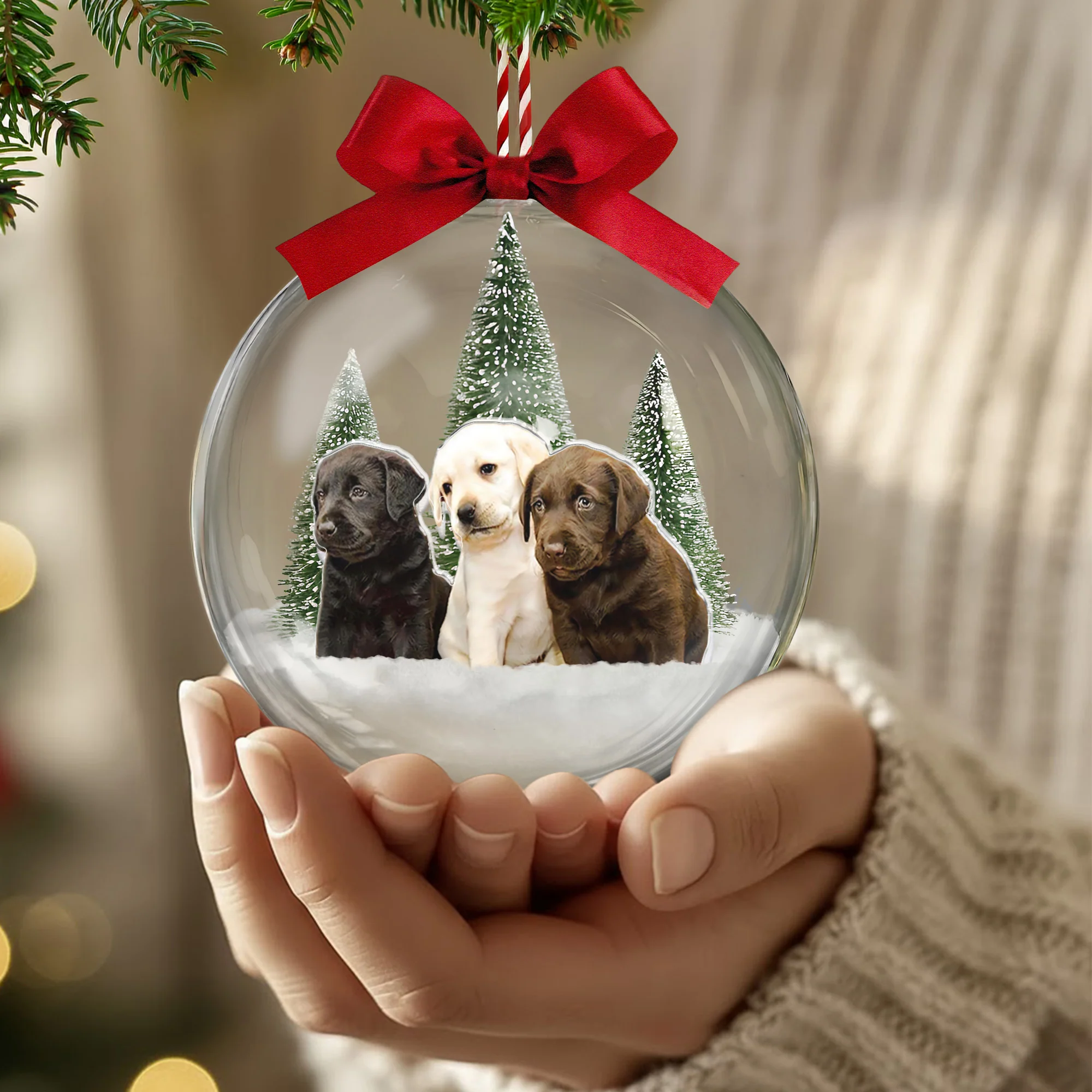 Gift For Dog Lovers Dog Mom Dog Dad - Personalized Christmas Ball Photo Ornament - Image 2