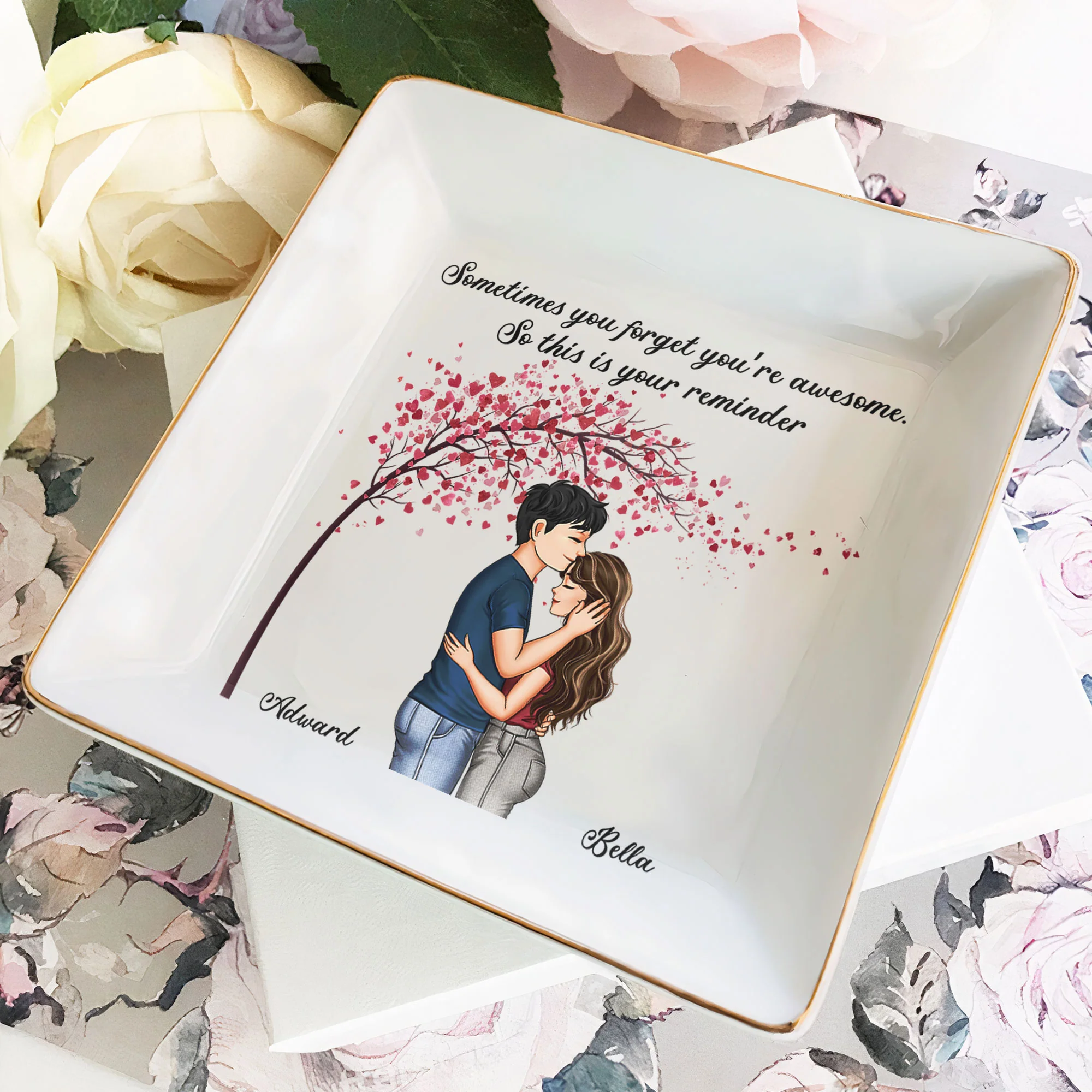 Gift For Her Sometimes You Forget You're Awesome - Personalized Jewelry Dish - Image 2