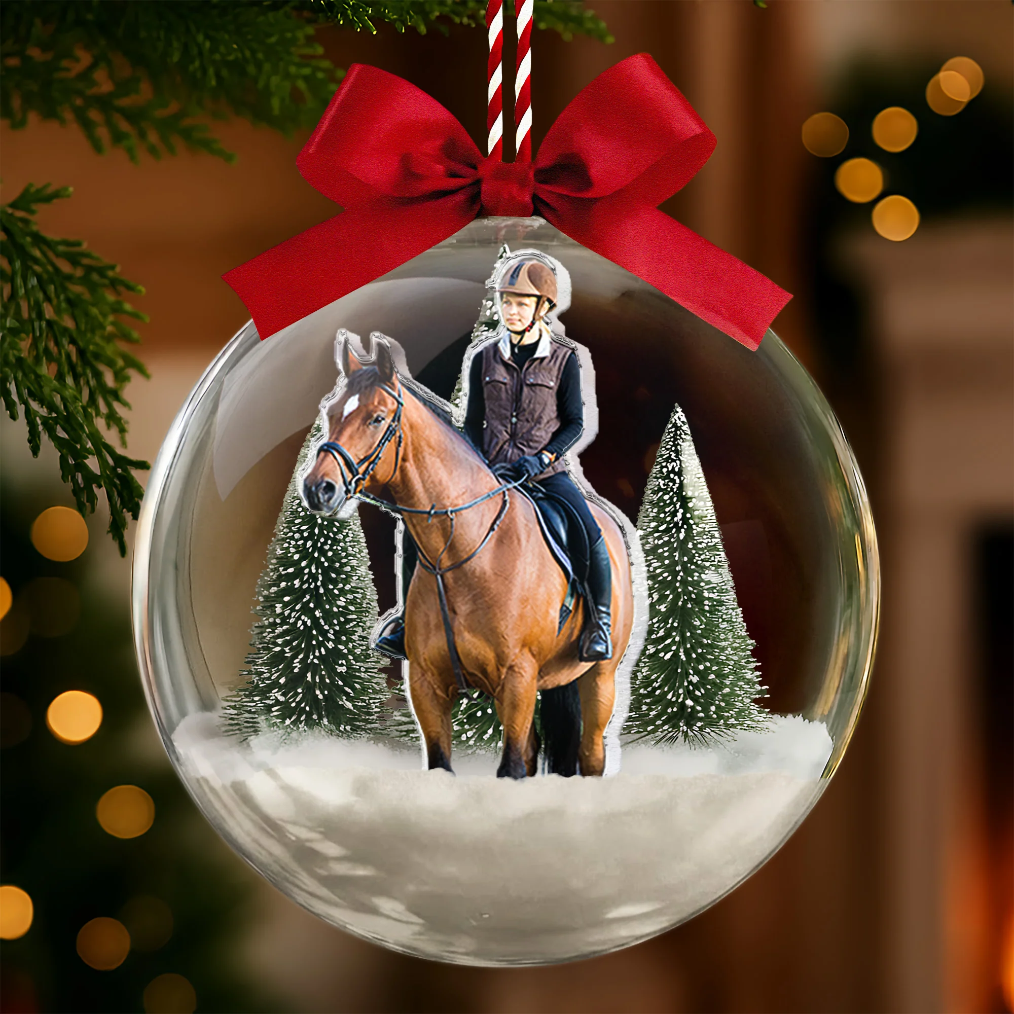 Gift For Horse Lovers - Personalized Christmas Ball Photo Ornament - Image 4