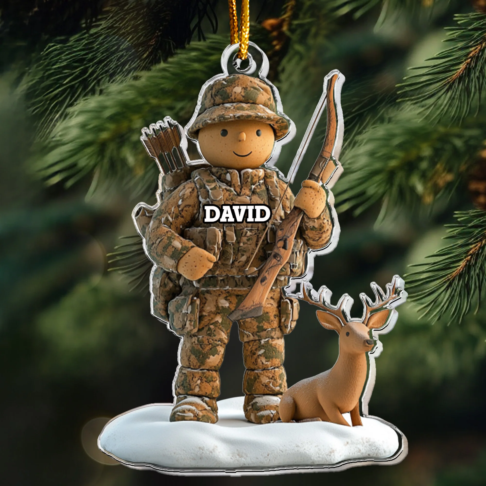 Gift For Hunting Lovers Gingerbread - Personalized Acrylic Ornament - Image 4