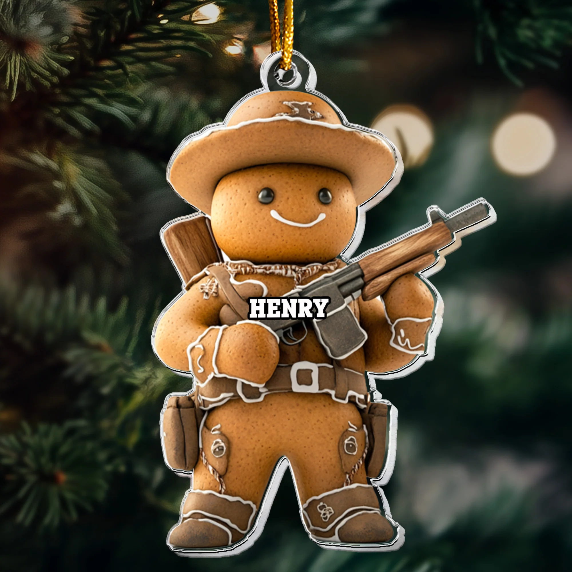 Gift For Hunting Lovers Gingerbread - Personalized Acrylic Ornament - Image 5
