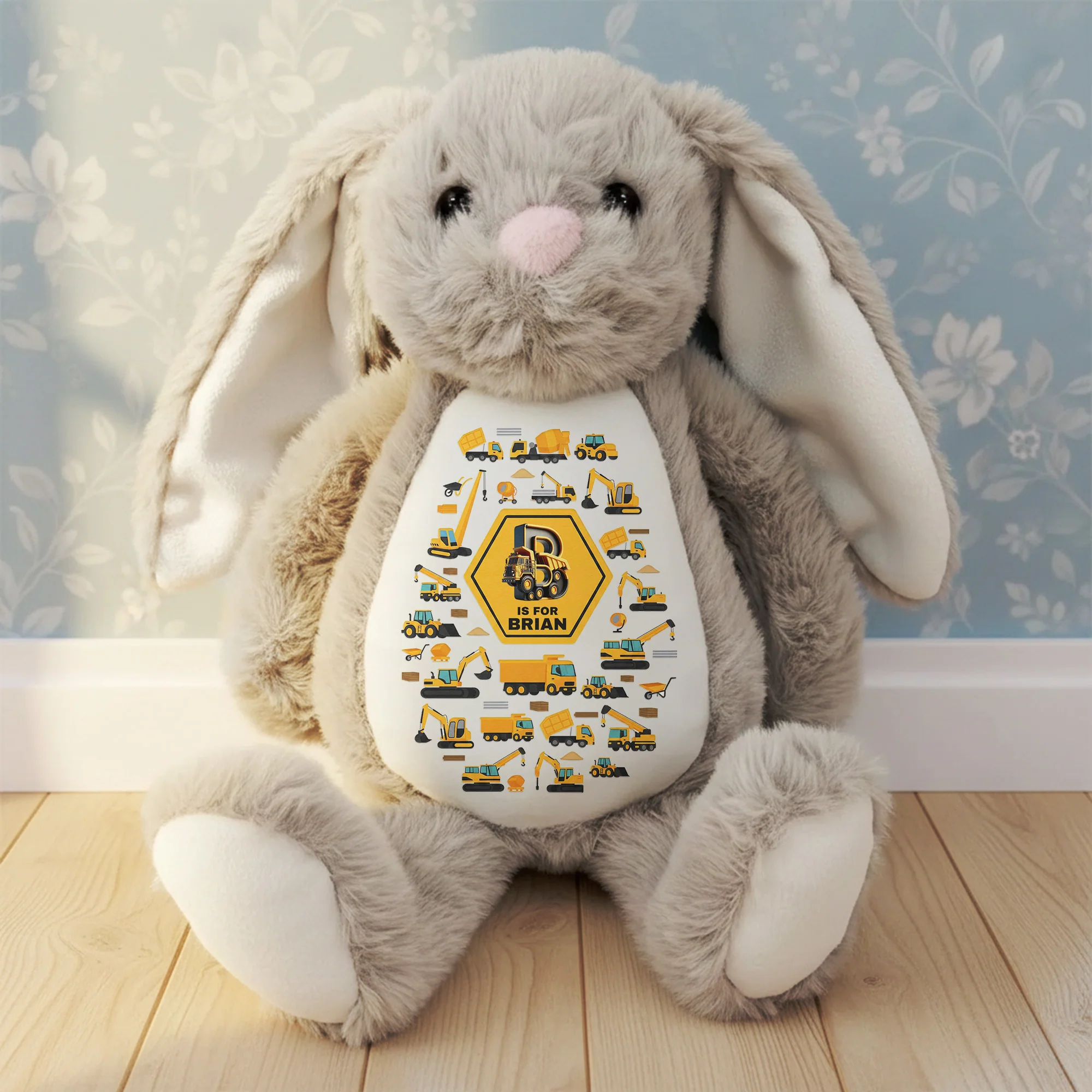 Gift For Kid Construction, Unicorn Letter - Personalized Bunny Plush - Image 3