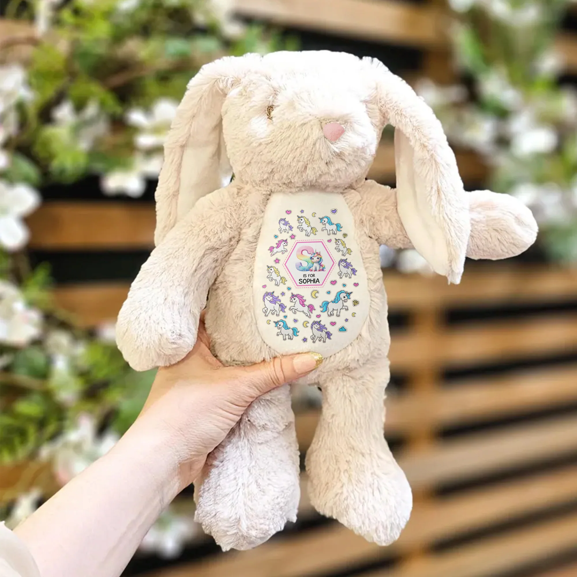 Gift For Kid Construction, Unicorn Letter - Personalized Bunny Plush - Image 6