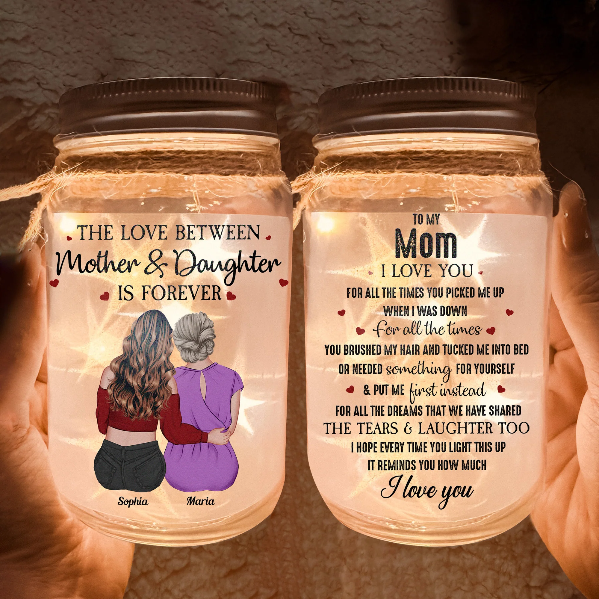 Gift For Mom I Love You For All The Times - Personalized Mason Jar Light - Image 2