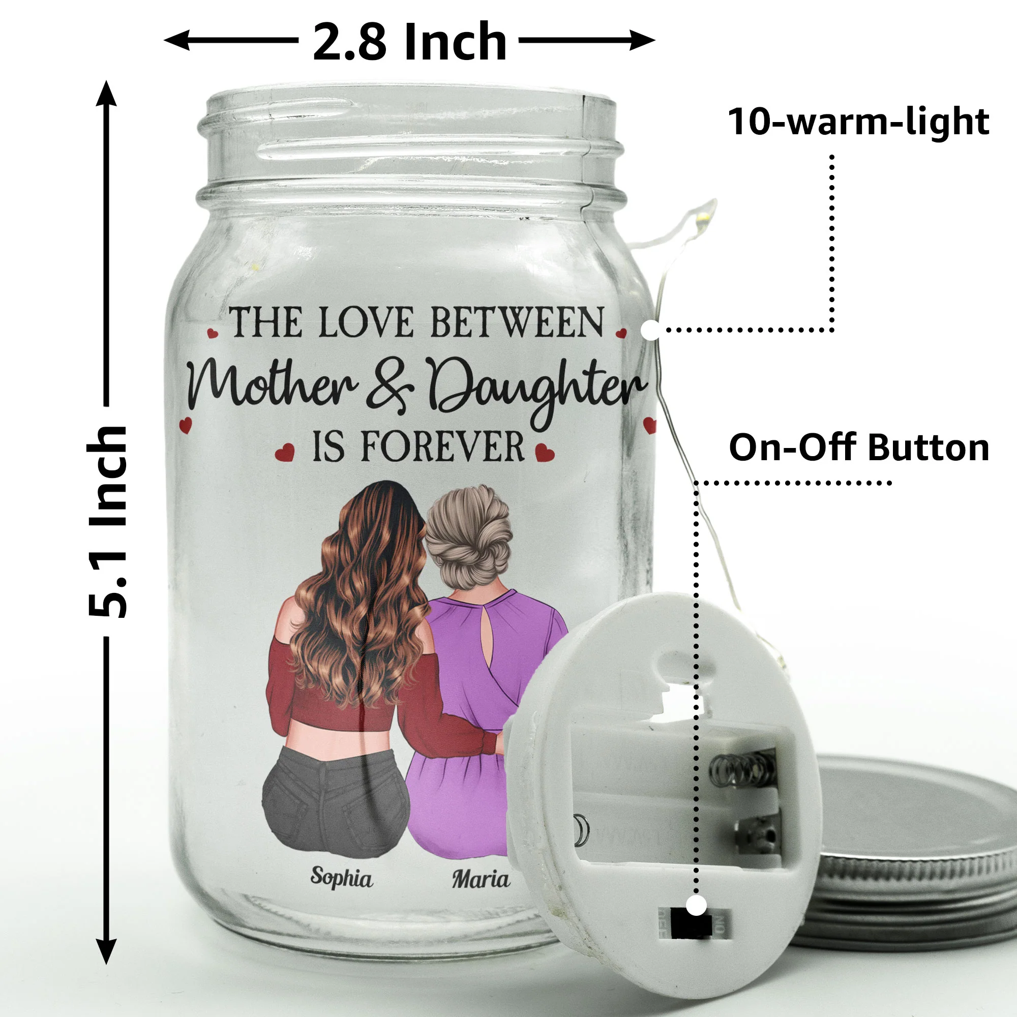Gift For Mom I Love You For All The Times - Personalized Mason Jar Light - Image 7