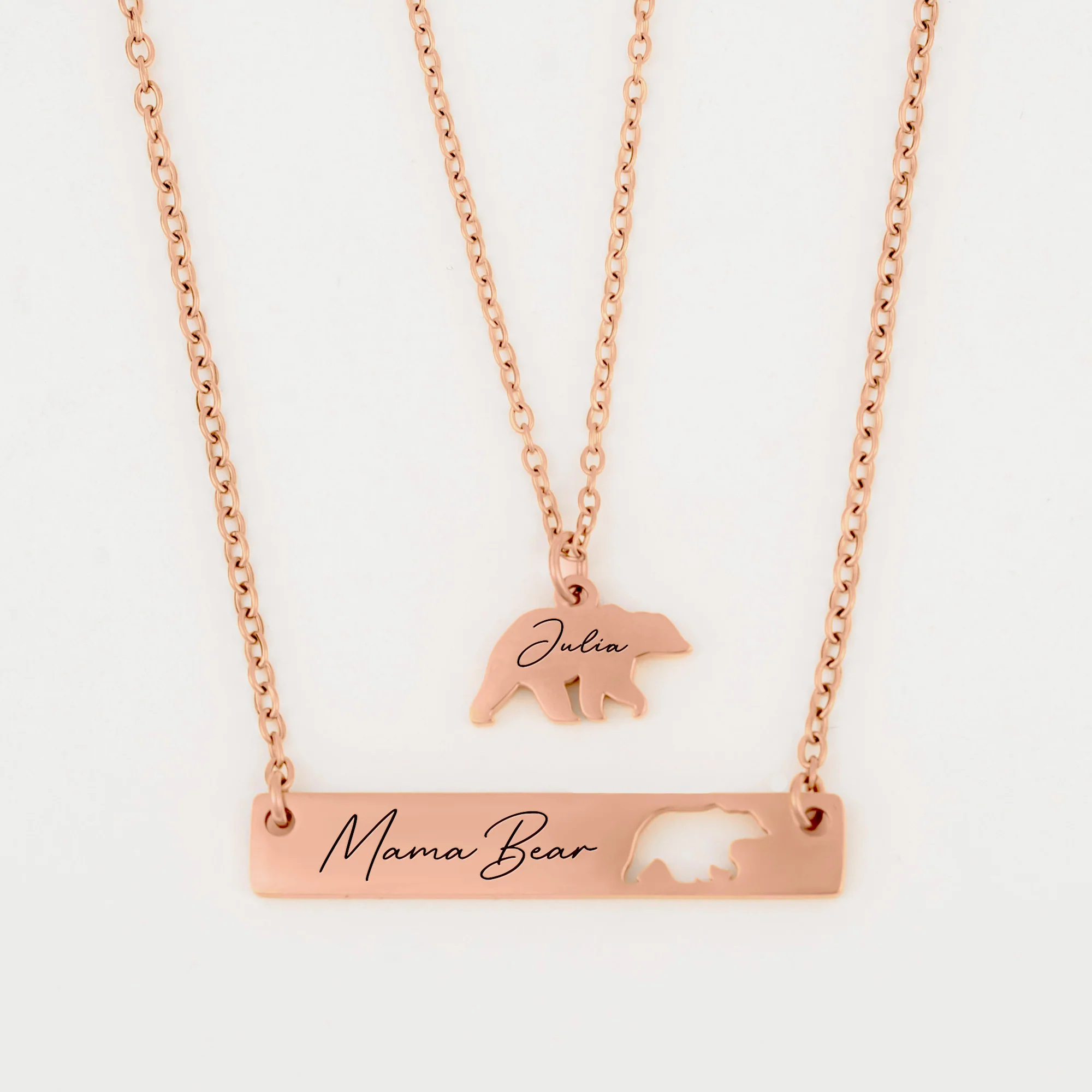 Gift For Mother's Day - Custom Engraved Mama Bear Necklace Set - Image 3
