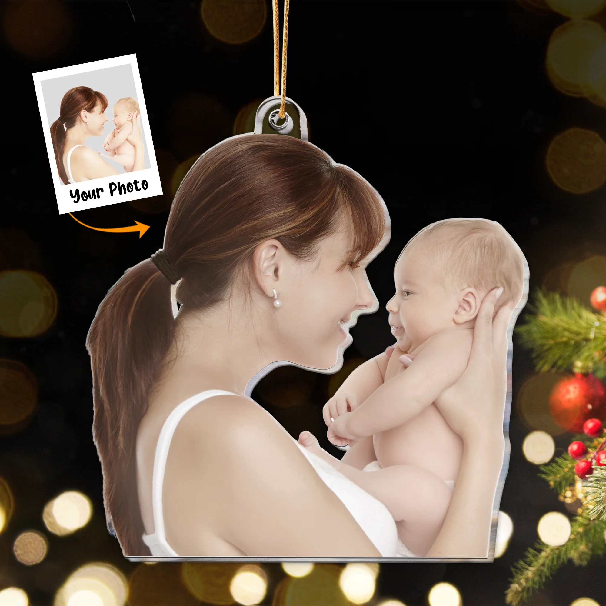 Gift For New Mom - Personalized Acrylic Photo Ornament - Image 4