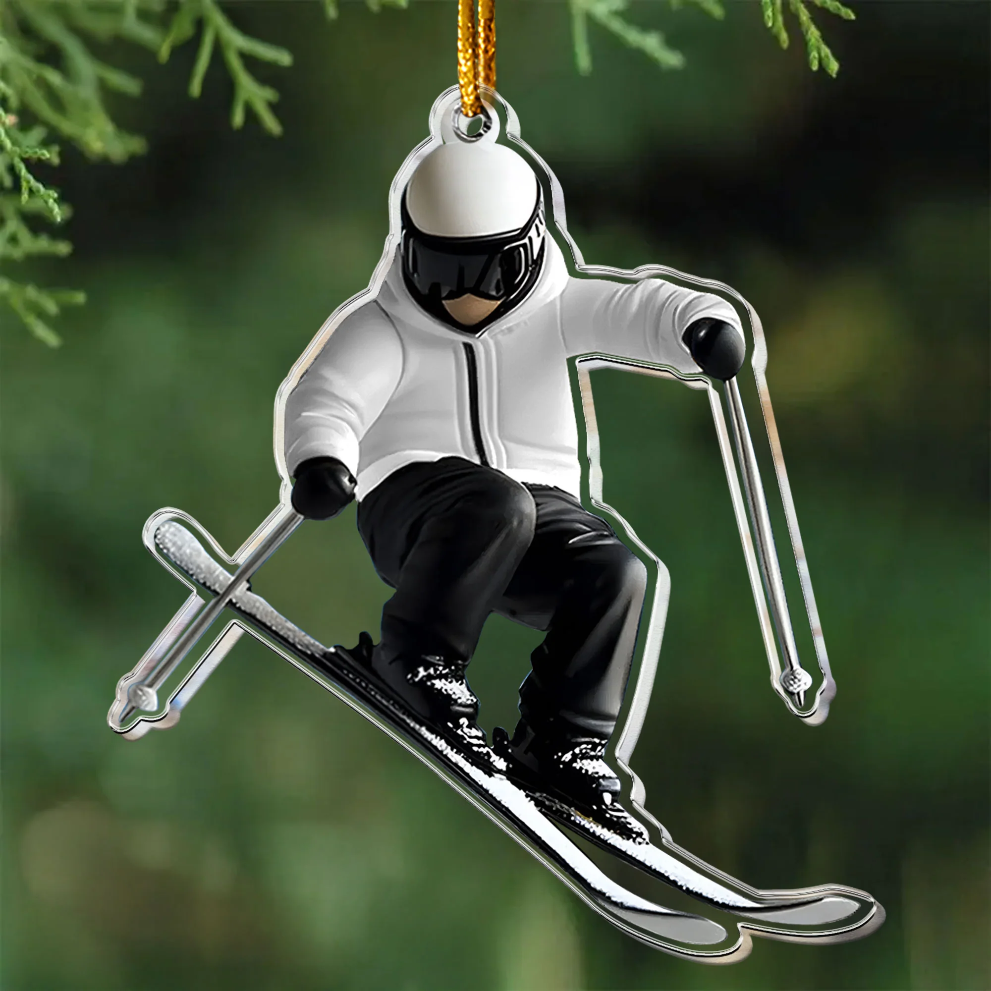Gift For Skiing Lovers Gift For Skier 2D Flat- Acrylic Ornament - Image 7