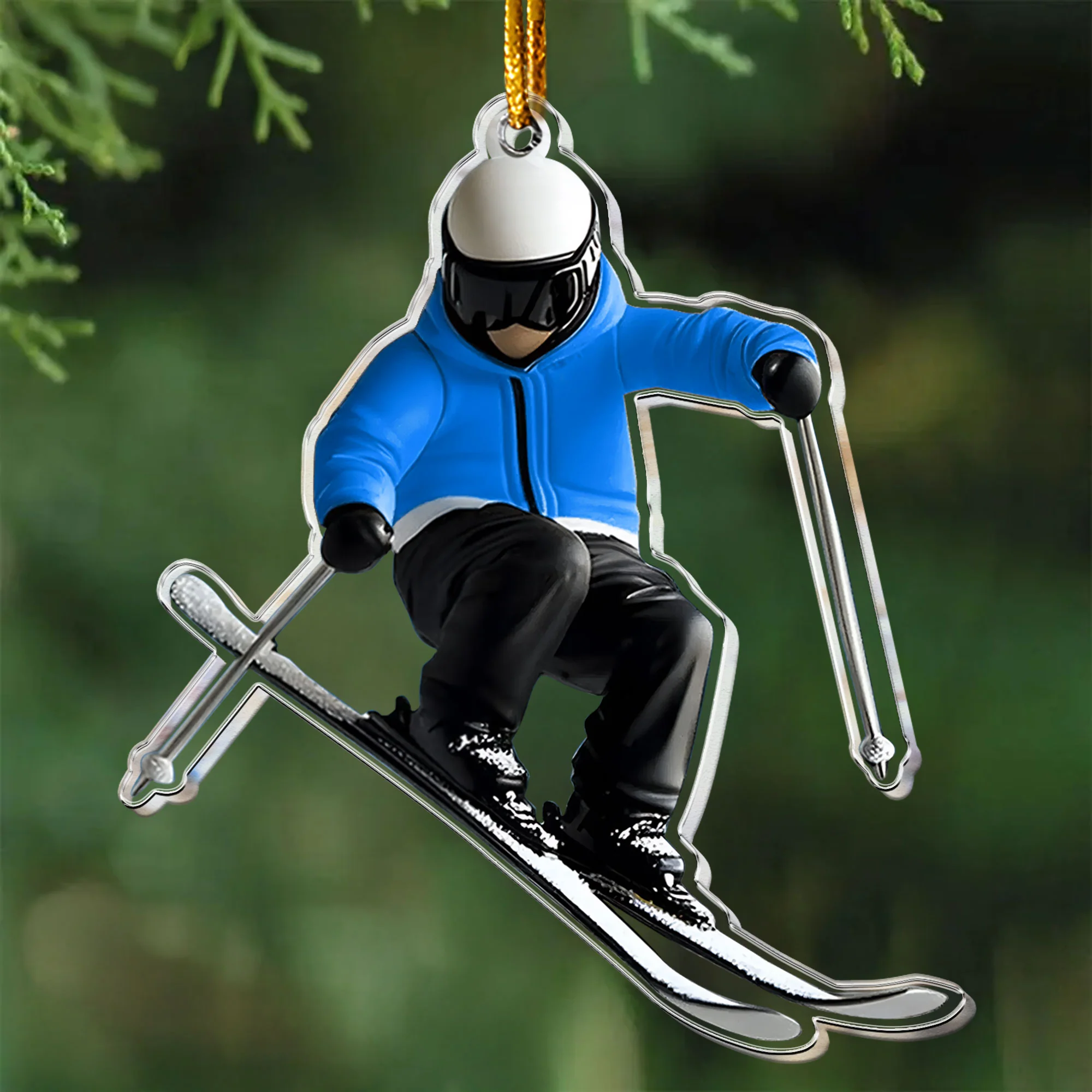 Gift For Skiing Lovers Gift For Skier 2D Flat- Acrylic Ornament - Image 9
