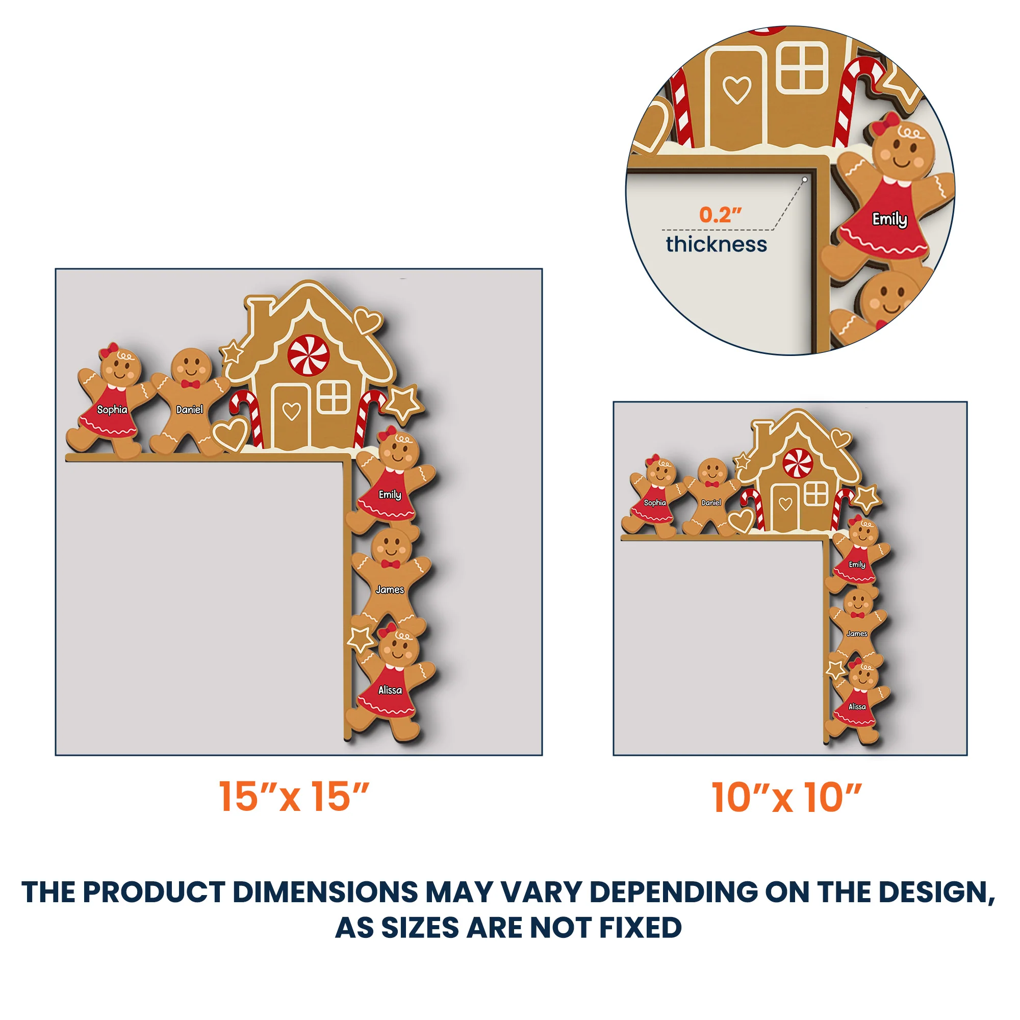 Gingerbread House Christmas Decoration - Personalized Door Corner Wood Sign - Image 5
