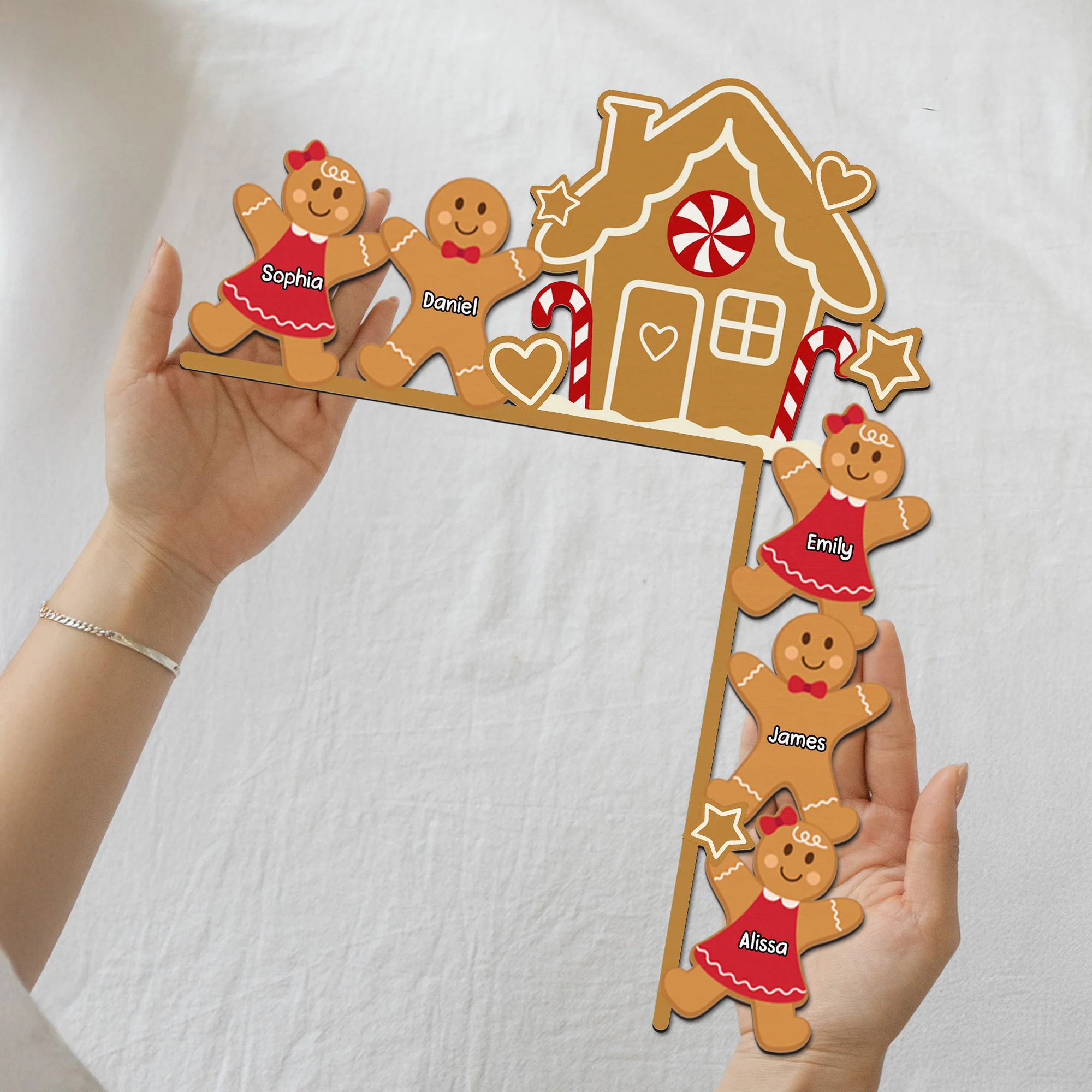 Gingerbread House Christmas Decoration - Personalized Door Corner Wood Sign - Image 6
