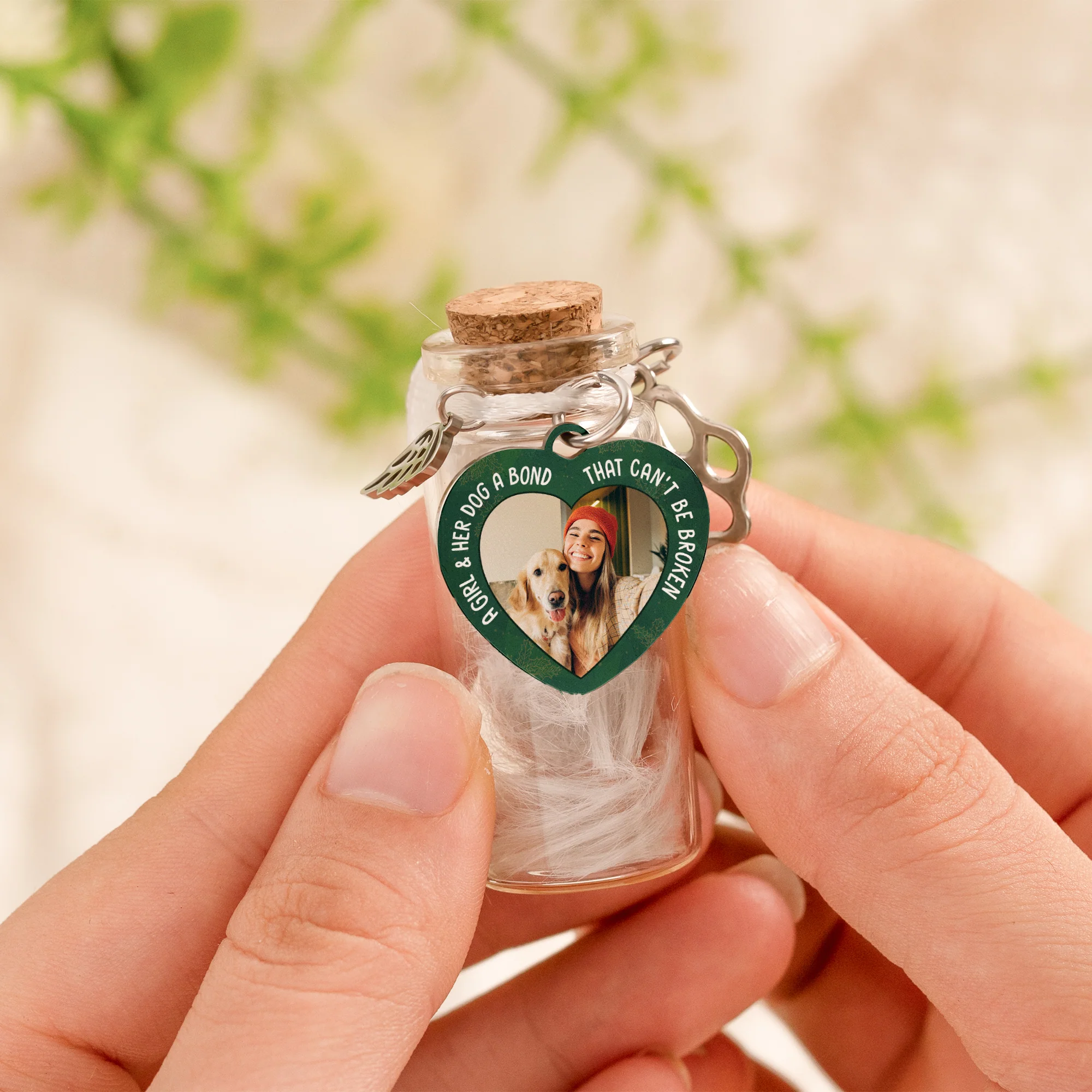 Girl And Dog A Bond That Can't Be Broken - Custom Pet Fur Jar - Image 2
