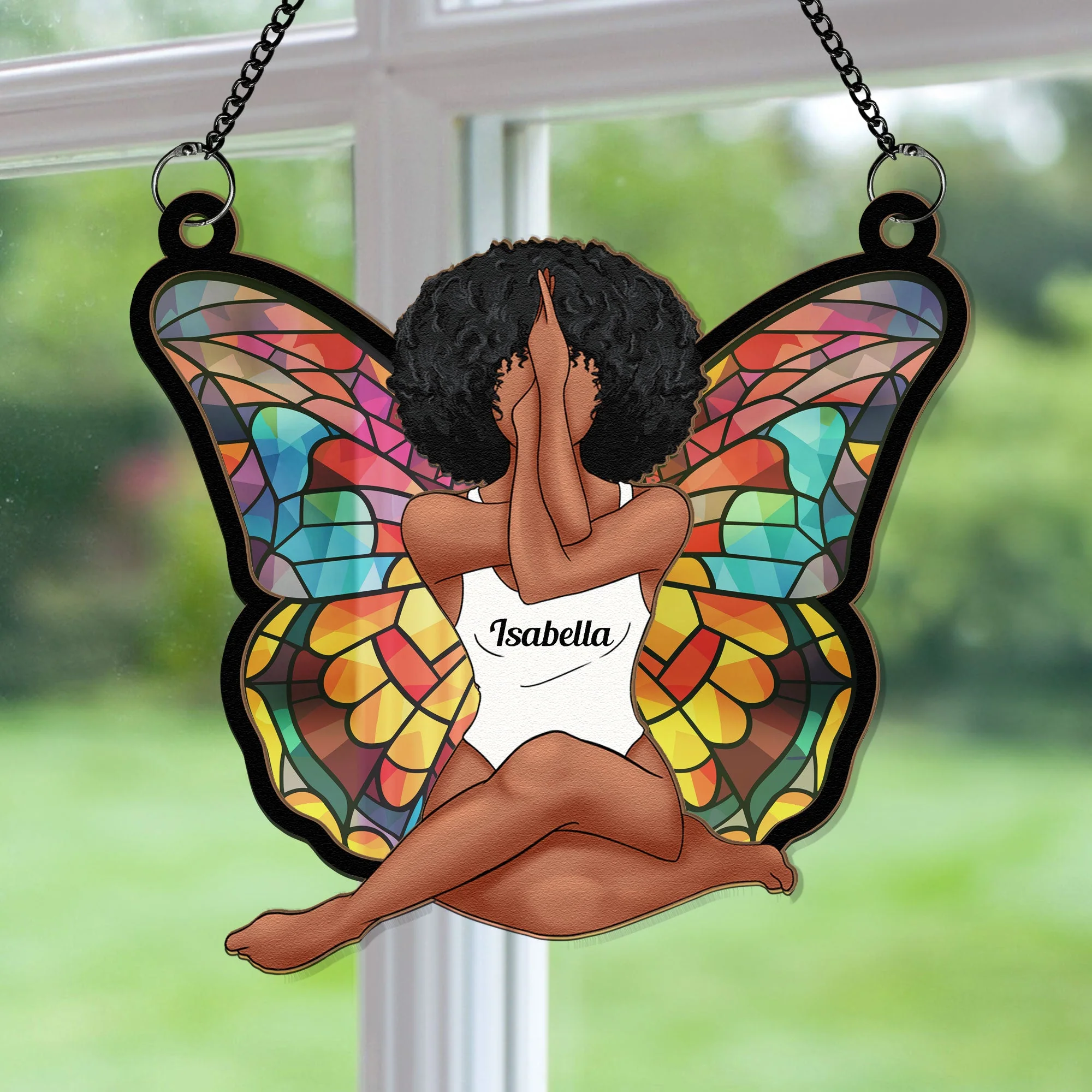 Girl Butterfly - Personalized Window Hanging Suncatcher Ornament - Image 2