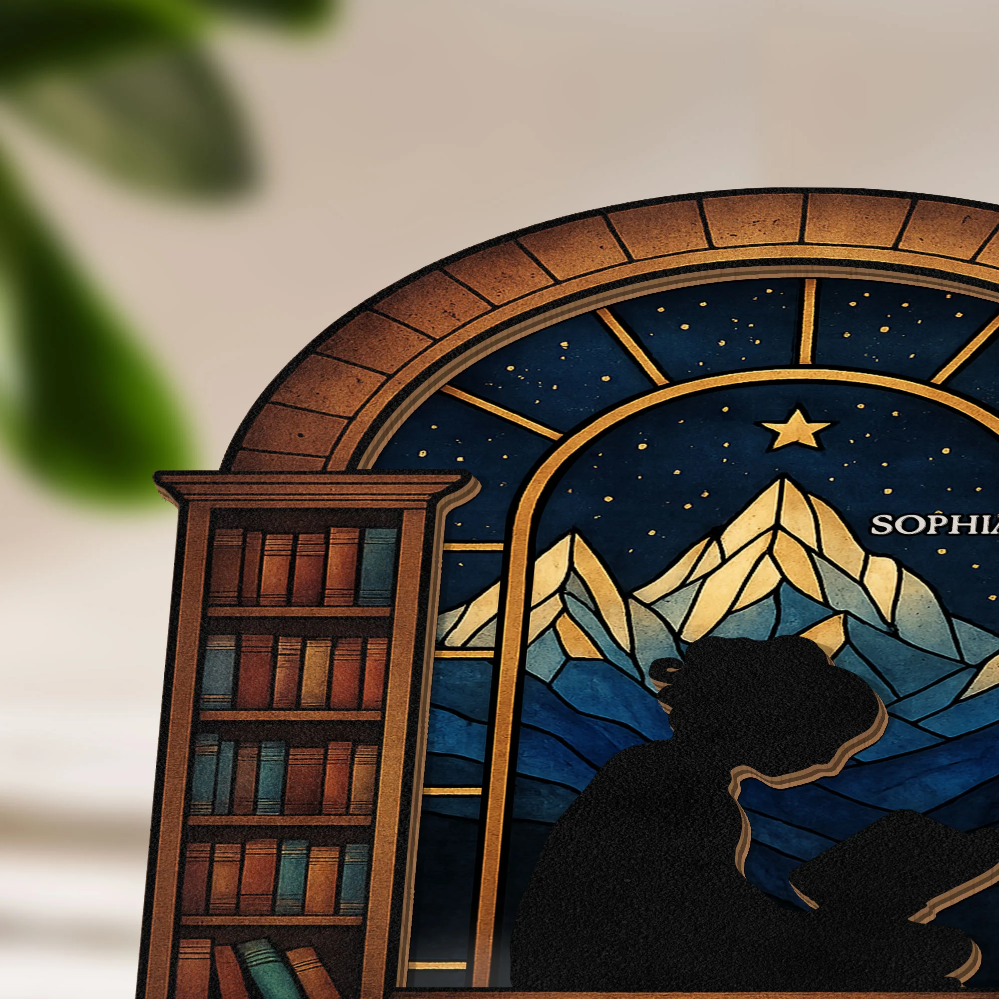 Girl Reading Book - Personalized Wood And Acrylic Night Light - Image 3