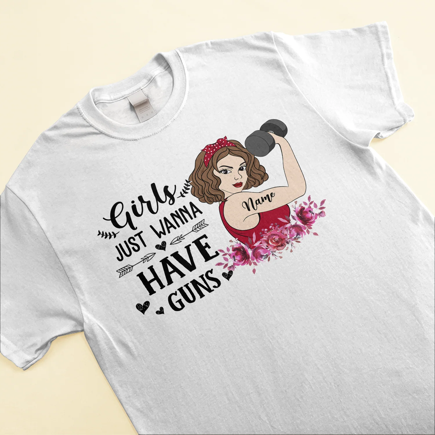 Girls Just Wanna Have Guns - Personalized Shirt - Birthday Gift For Gymer - Lady Lifting - Image 3