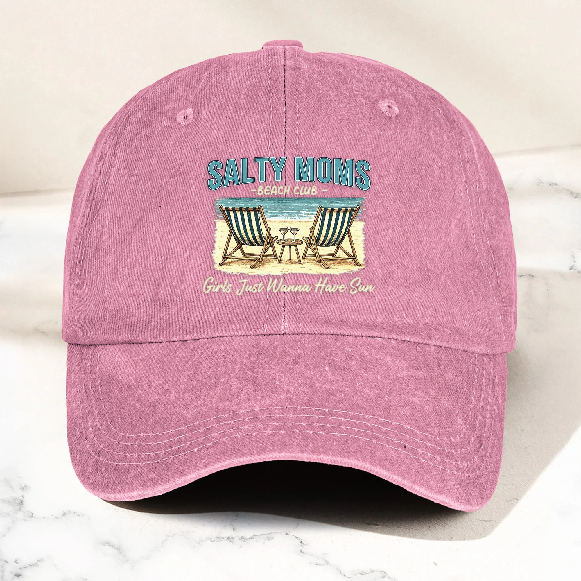 Girls Just Wanna Have Sun - Personalized Distressed Denim Cap