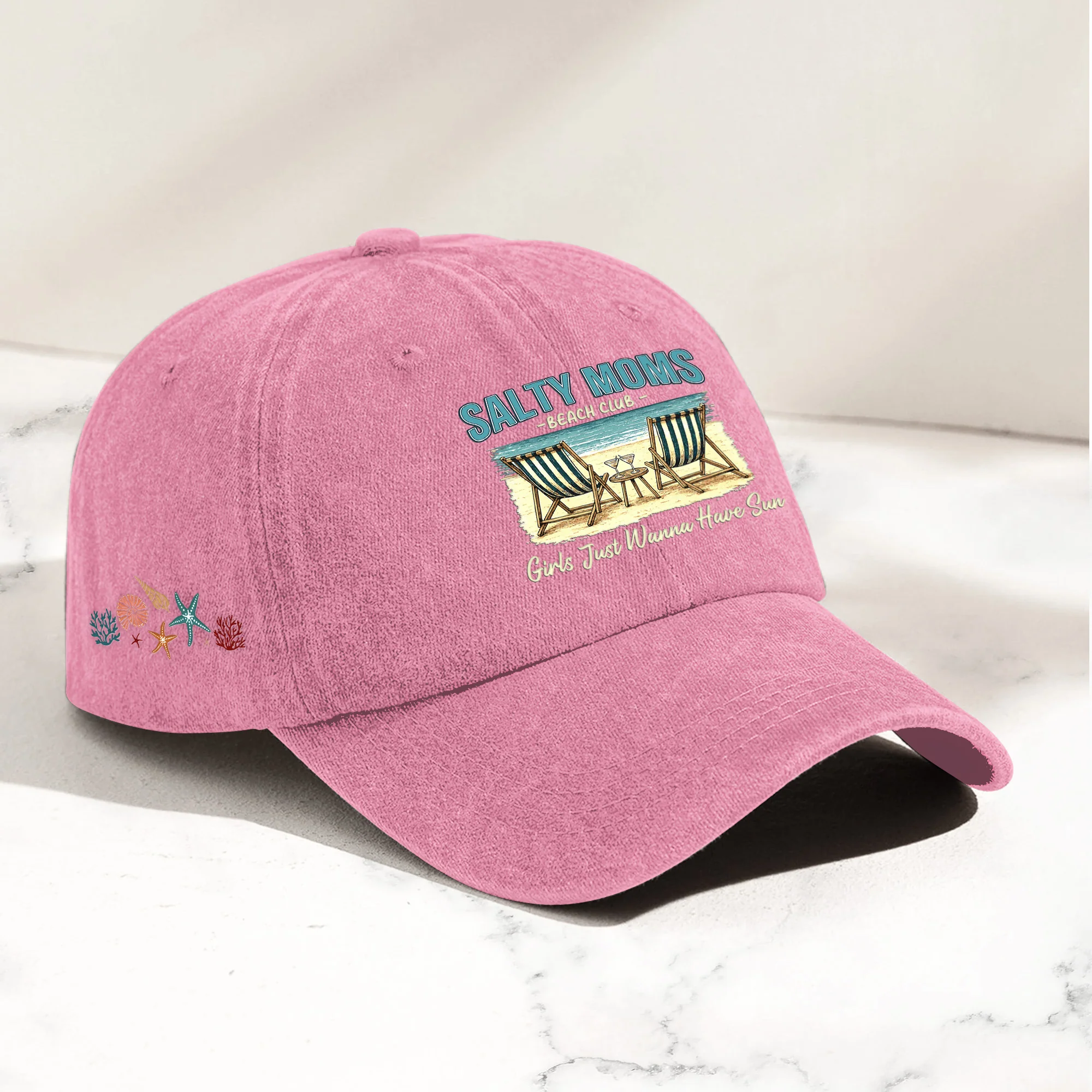 Girls Just Wanna Have Sun - Personalized Distressed Denim Cap - Image 2