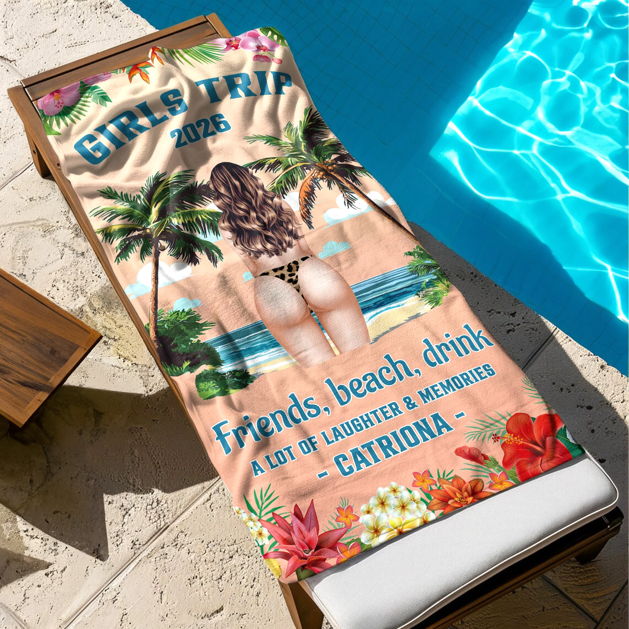Girls Trip Hot Summer - Personalized Beach Towel - Image 5