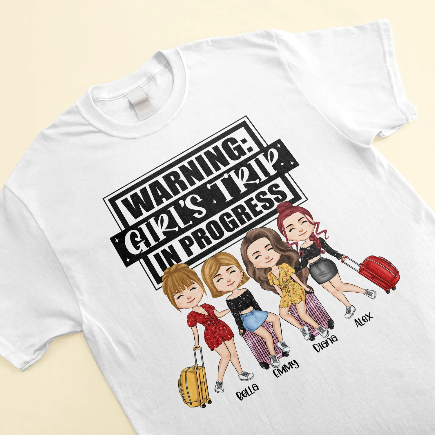 Girl's Trip In Progress - Personalized Shirt - Vacation Gift For BFF, Girl Crew, Bestie, Friend Group, Trippin' - Image 3