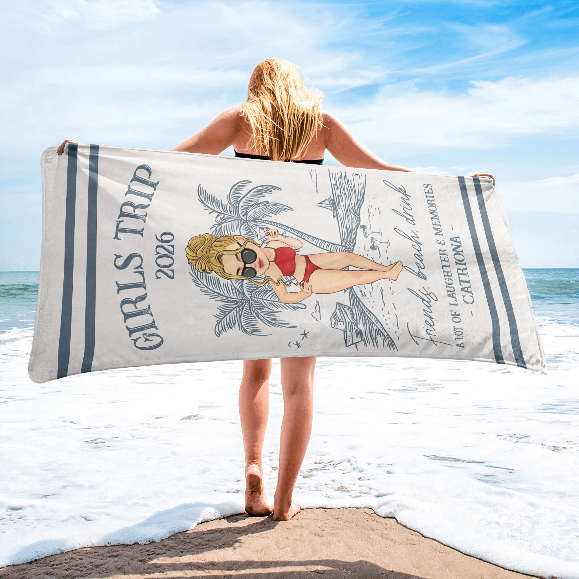 Girls Trip Summer - Personalized Quick-Dry Beach Towel - Image 3