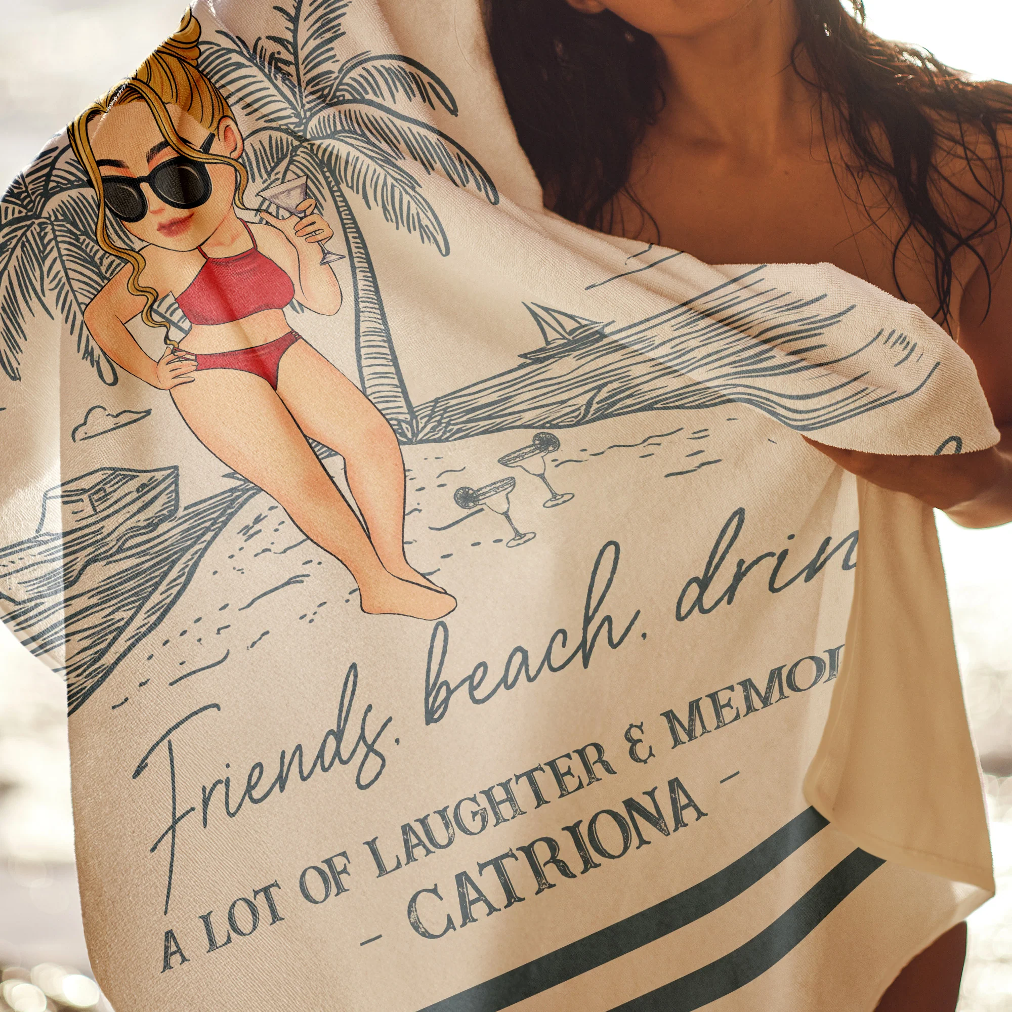Girls Trip Summer - Personalized Quick-Dry Beach Towel - Image 6