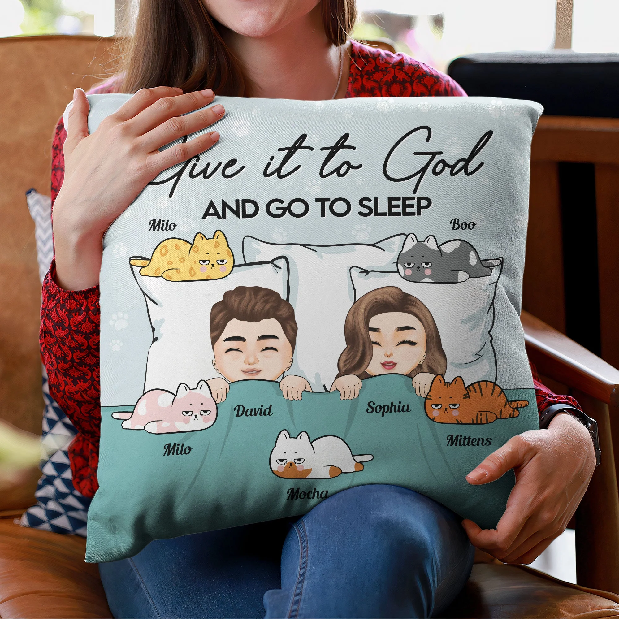 Give It To God And Go To Sleep Couple Edition - Personalized Pillow (Insert Included) - Image 3