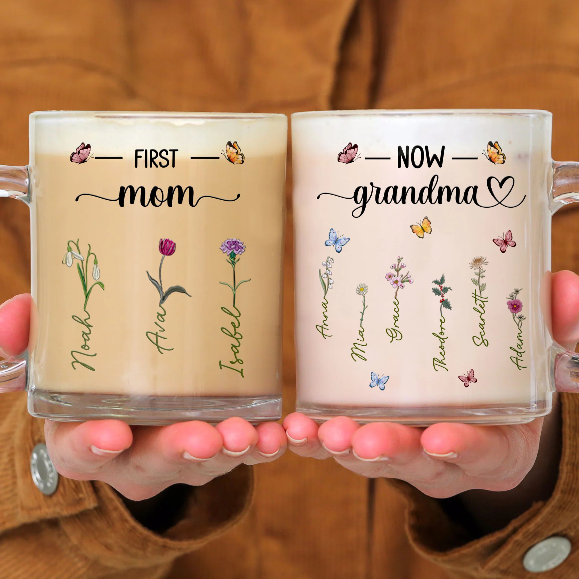 Glass Mug First Mom Now Grandma - Personalized Glass Mug - Image 4