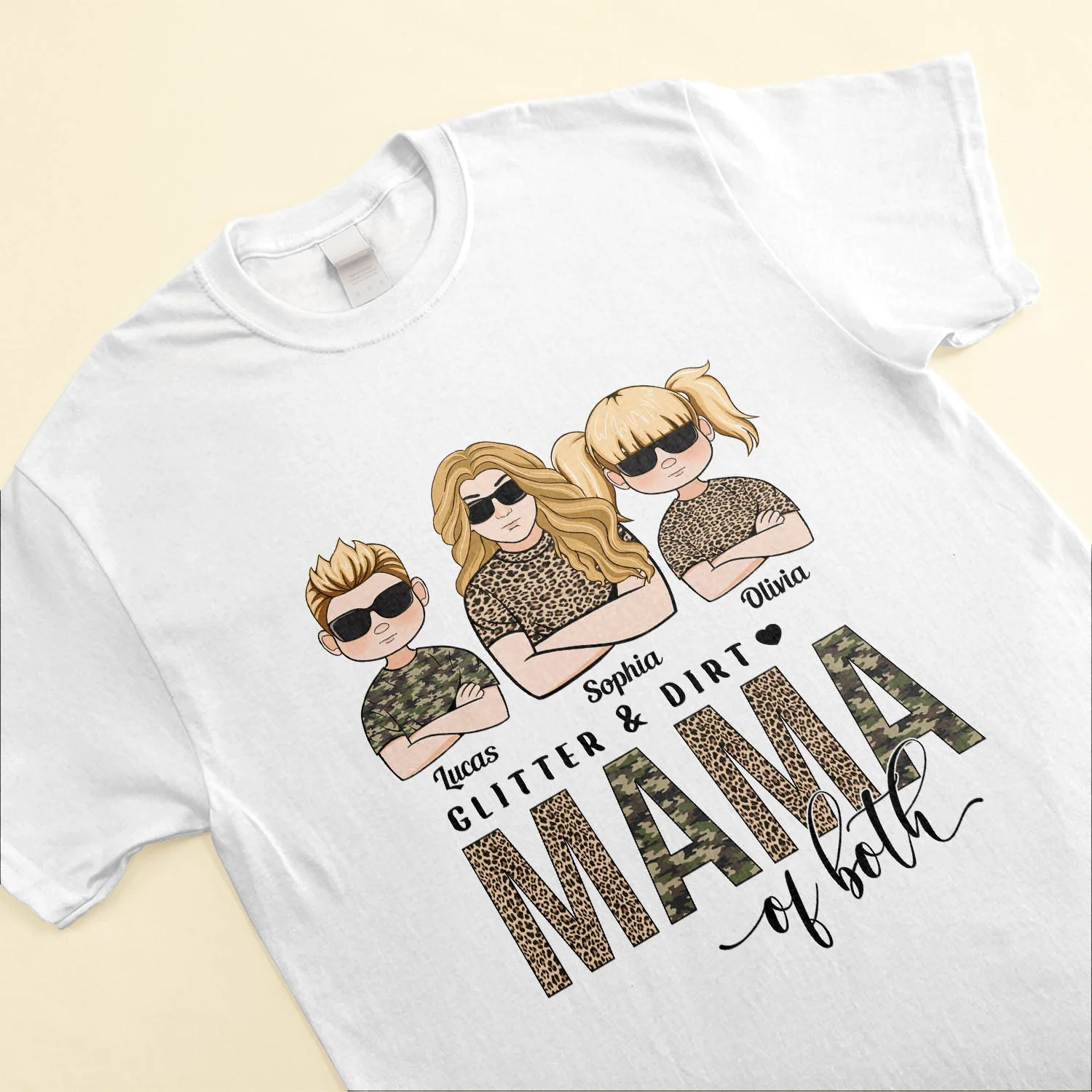 Glitter And Dirt Mama Of Both - Personalized Shirt - Image 3
