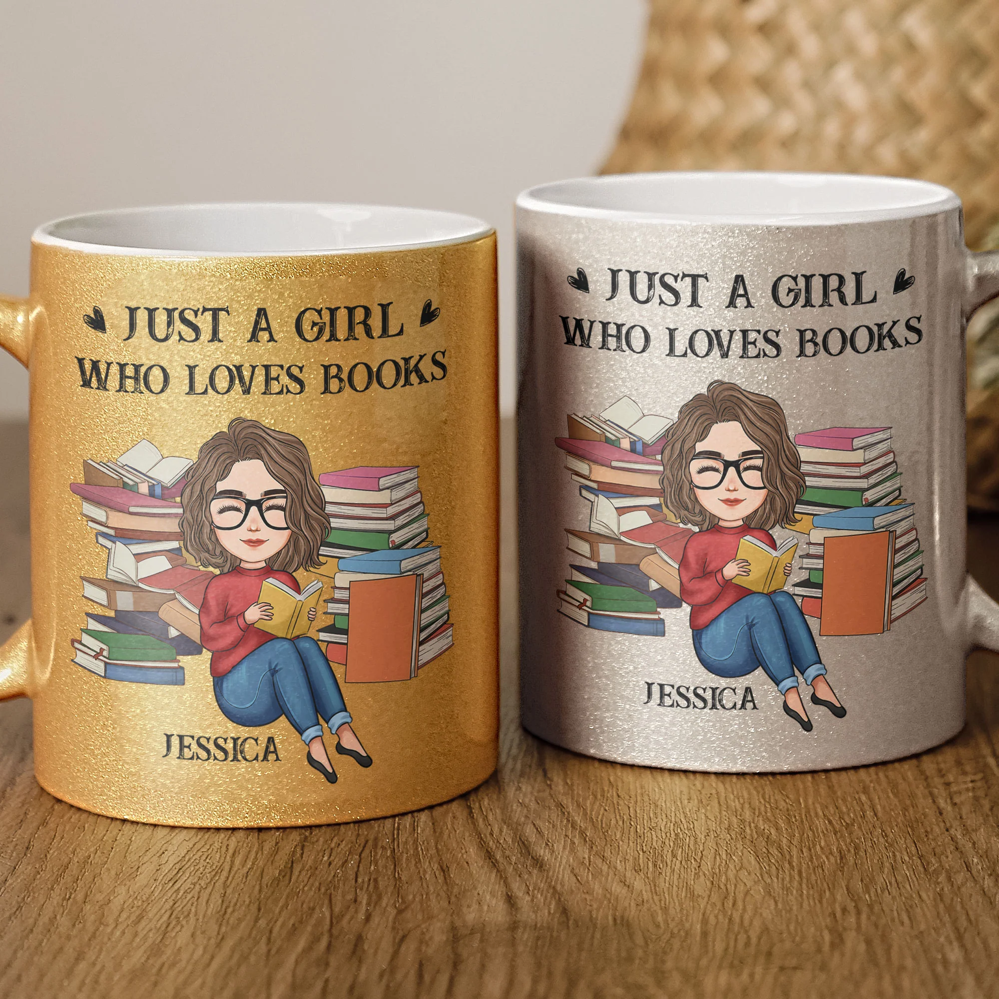 Glitter Mug For Girl Who Loves Books - Personalized Glitter Coffee Mug - Image 6