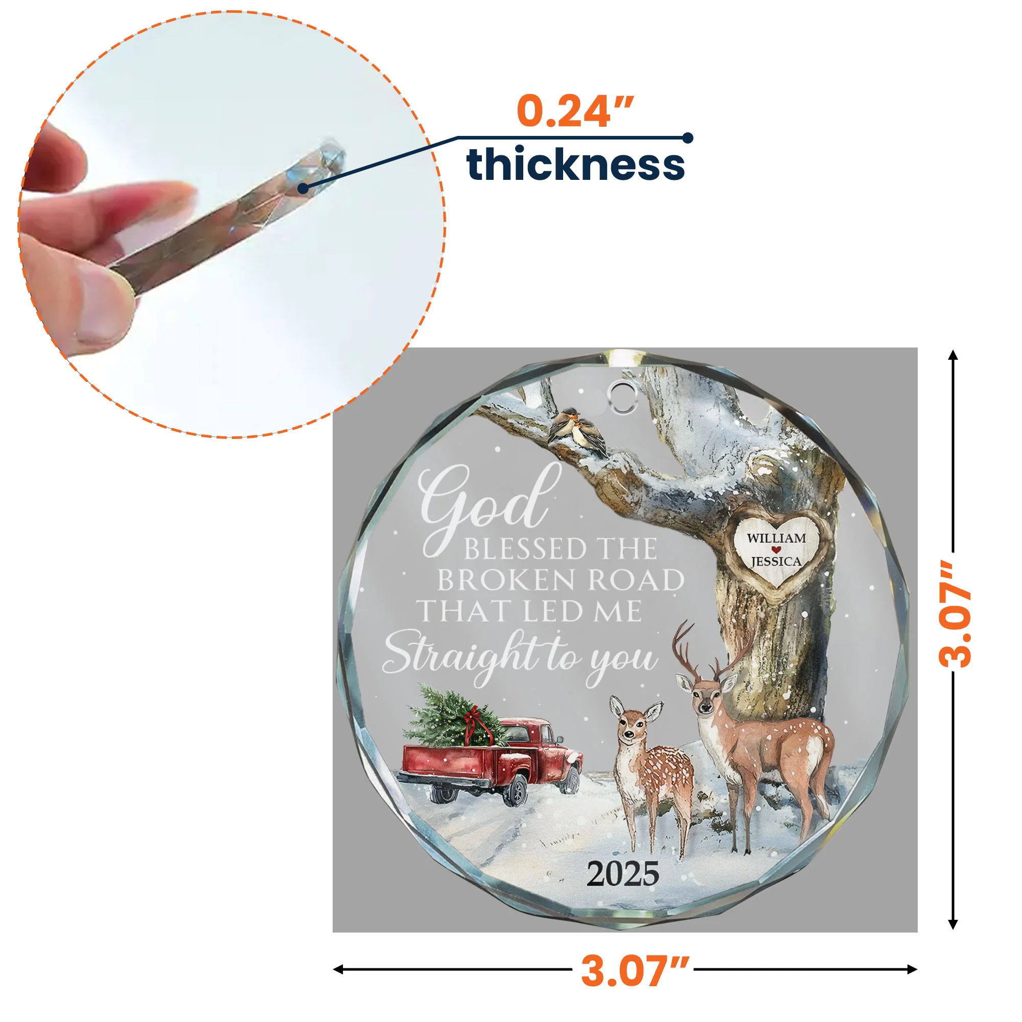 God Blessed The Broken Road Couple - Personalized Glass Ornament - Image 5