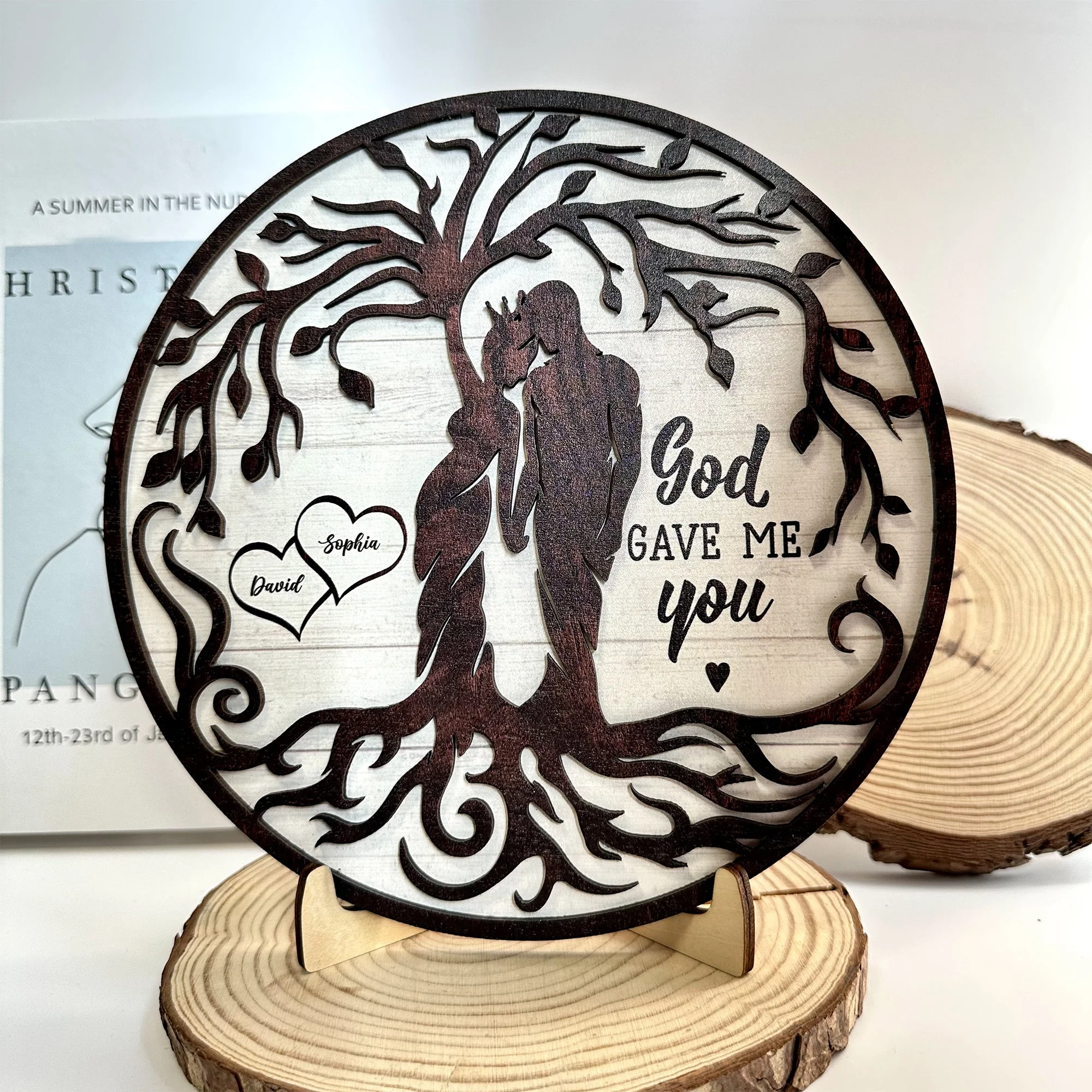 God Gave Me You 2 - Personalized 2 Layers Wooden Plaque - Image 5